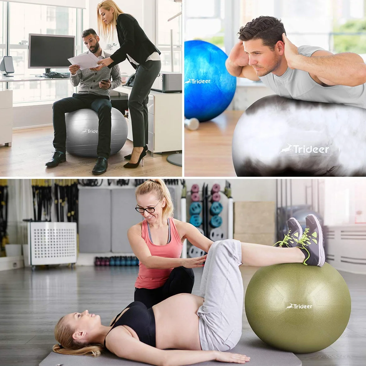Trideer Pelota de Ejercicio 45-75 cm Anti-estallido 2200 Libras Yoga Pilates Embarazo
