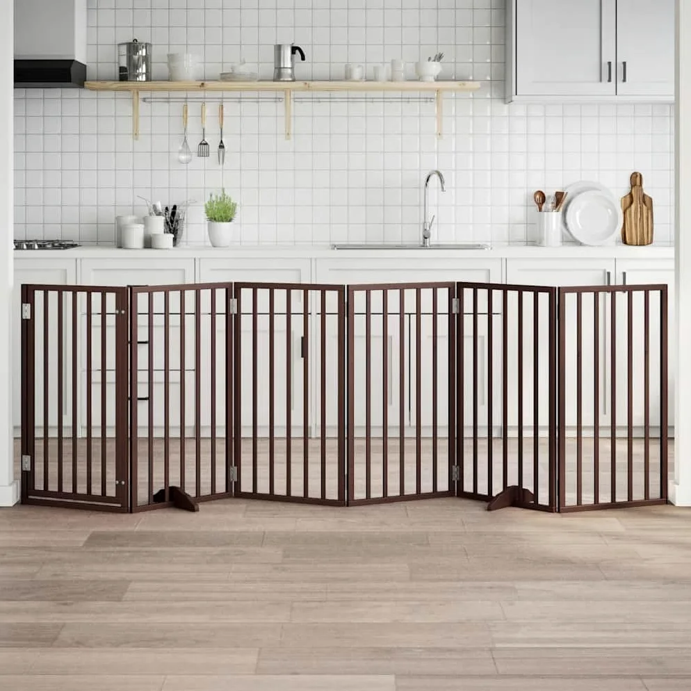 Rejilla plegable para perros de madera de álamo, 6 paneles, 300 cm, plegable, 300 cm