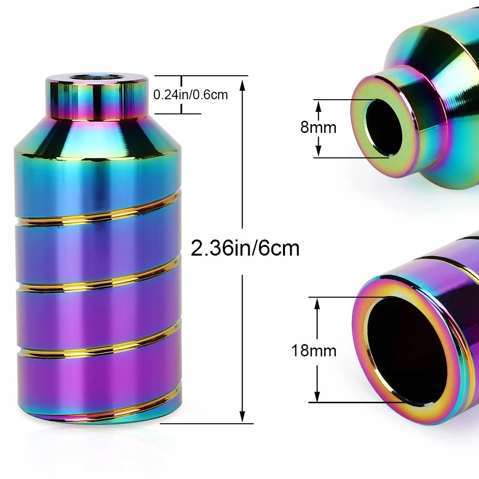 Pro Stunt Scooter Pegs Rainbow negro aluminio 12,9 mm eje tuerca fijación 2 unidades