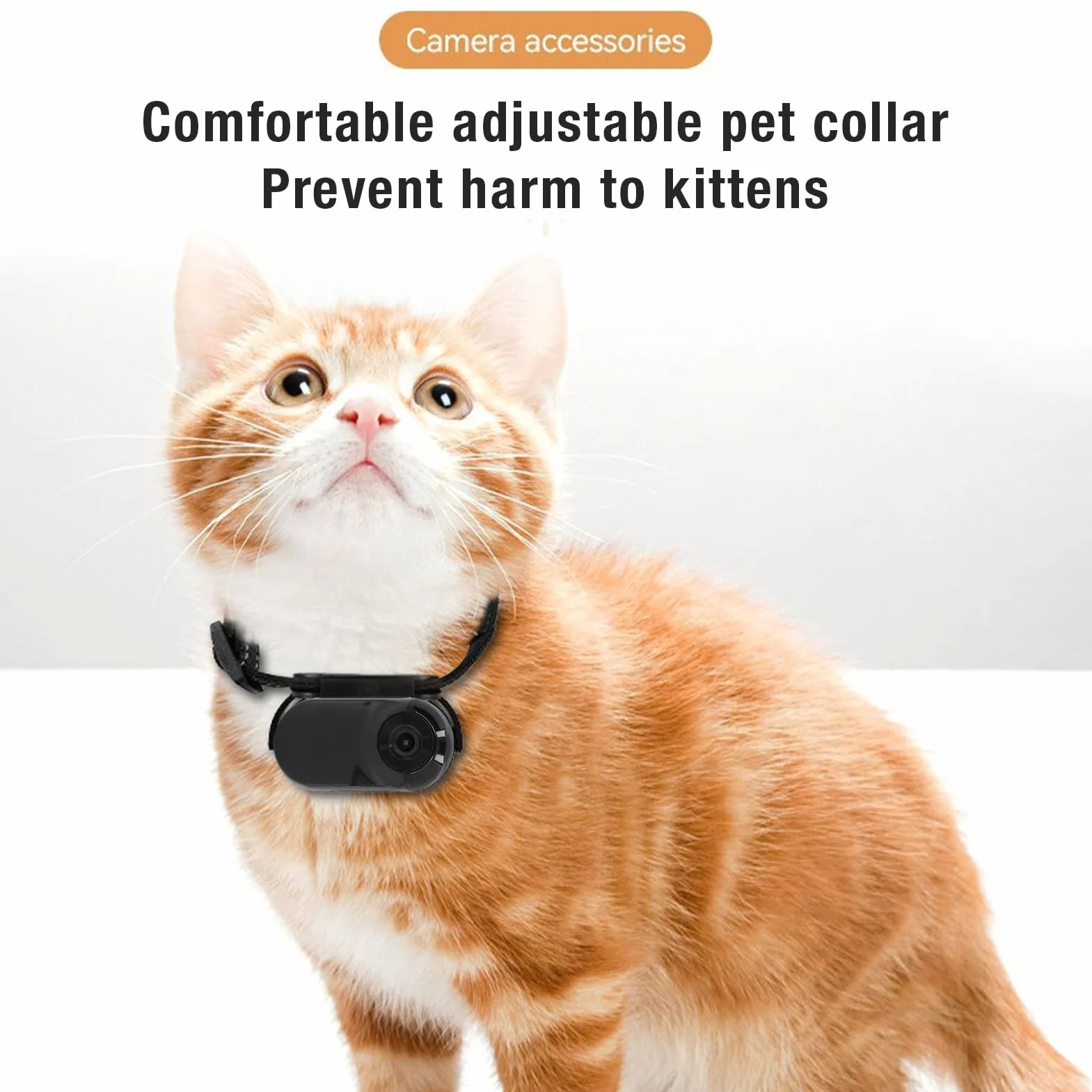 Diyeeni Collar de Cámara para Gatos, Cámara de Collar para Perros HD 1080P, Lente Gran Angular de 120°, Mini Cámara de Acción para Perros, Gatos Presentes en Interiores y Exteriores,