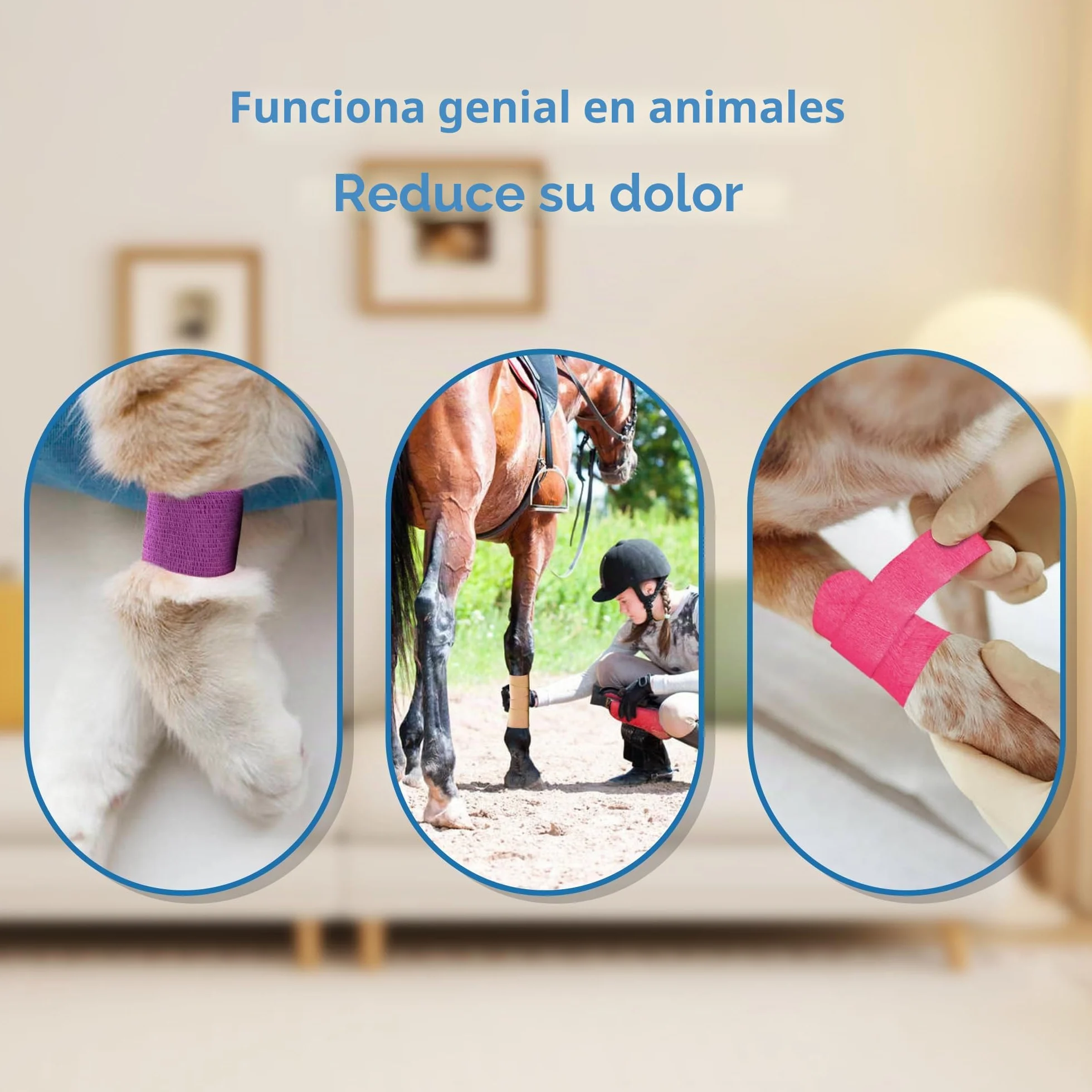 Vendajes Adhesivos PHYTOP Envoltura Veterinaria (Azul) de 10cm X 4.5m, Venda Autoadhesiva Elástica para Protección de Muñecas y Tobillos