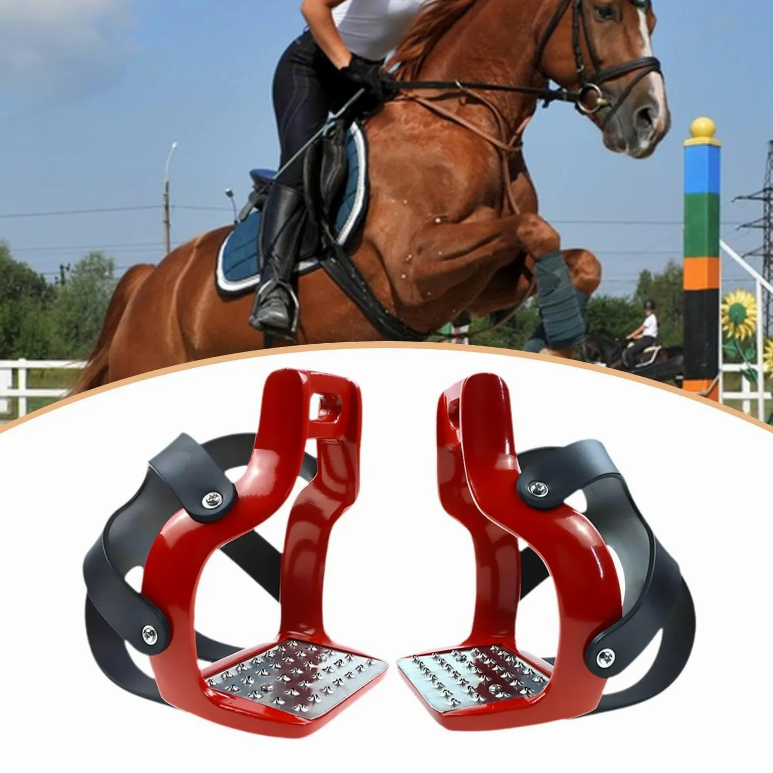 1 Par de Botas de Montar Profesionales Y Ligeras para Caballos con Suelas Antideslizantes, Fabricadas en Aluminio Robusto Y Cómodo para Una Sujeción ó