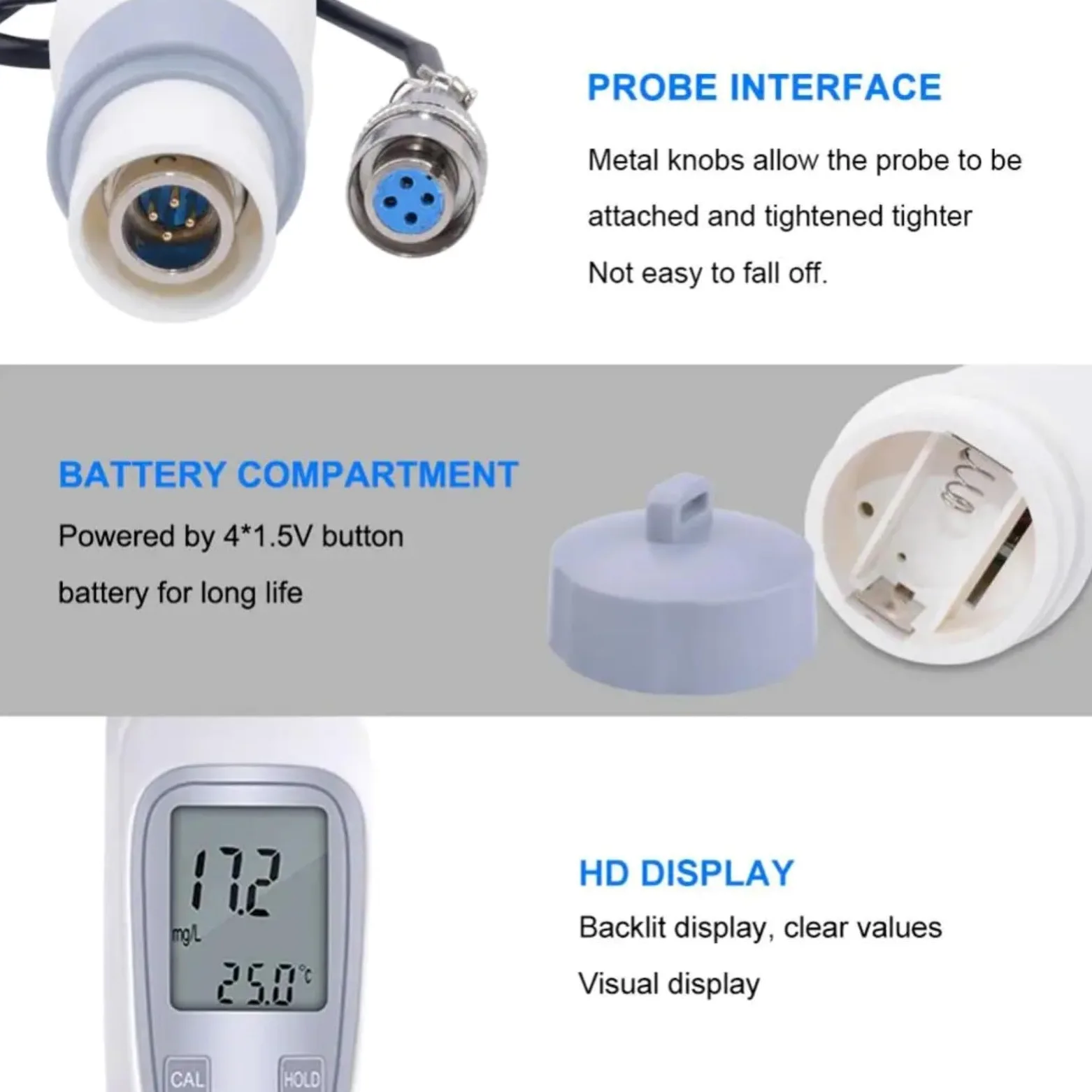 Oxímetro digital disuelto con compensación automática de temperatura, probador de DO, portátil, para análisis de calidad del agua en acuicultura y laboratorios, rango de medición 0-20 mg/L