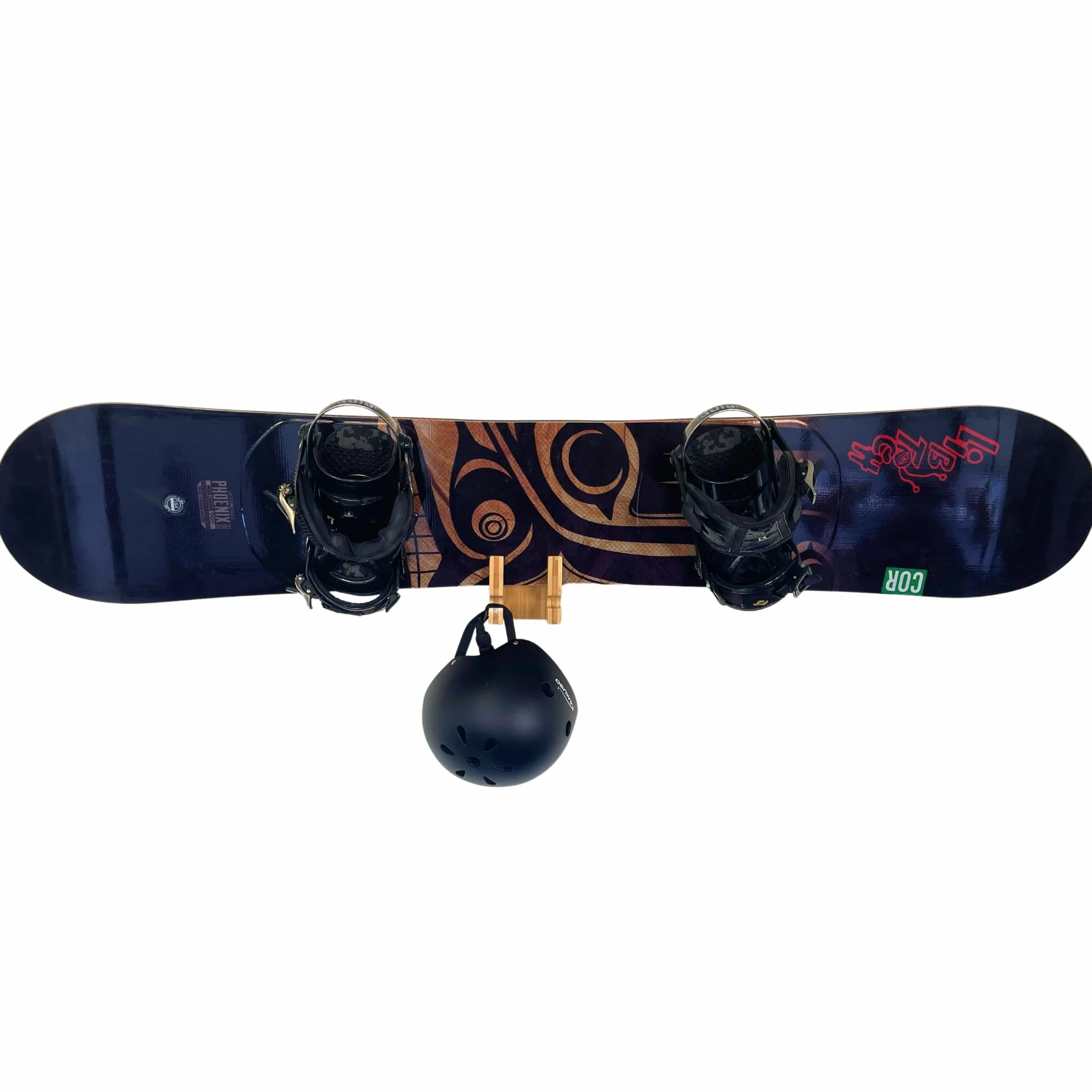 COR Surf Soporte de pared para monopatín y snowboard de bambú con gancho