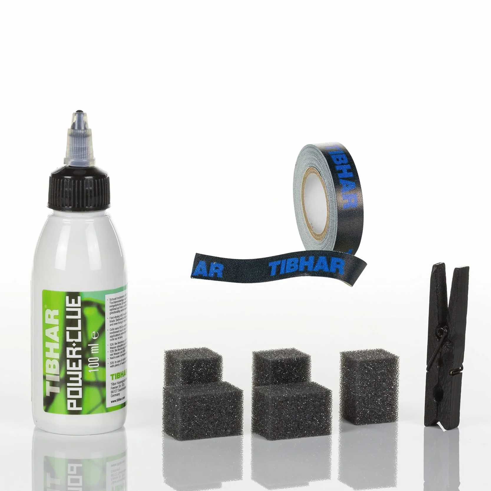 Tibhar Pegamento Power Clue 100 ml Cinta para Bordes Classic Special Edition 5 m 12 mm Negro