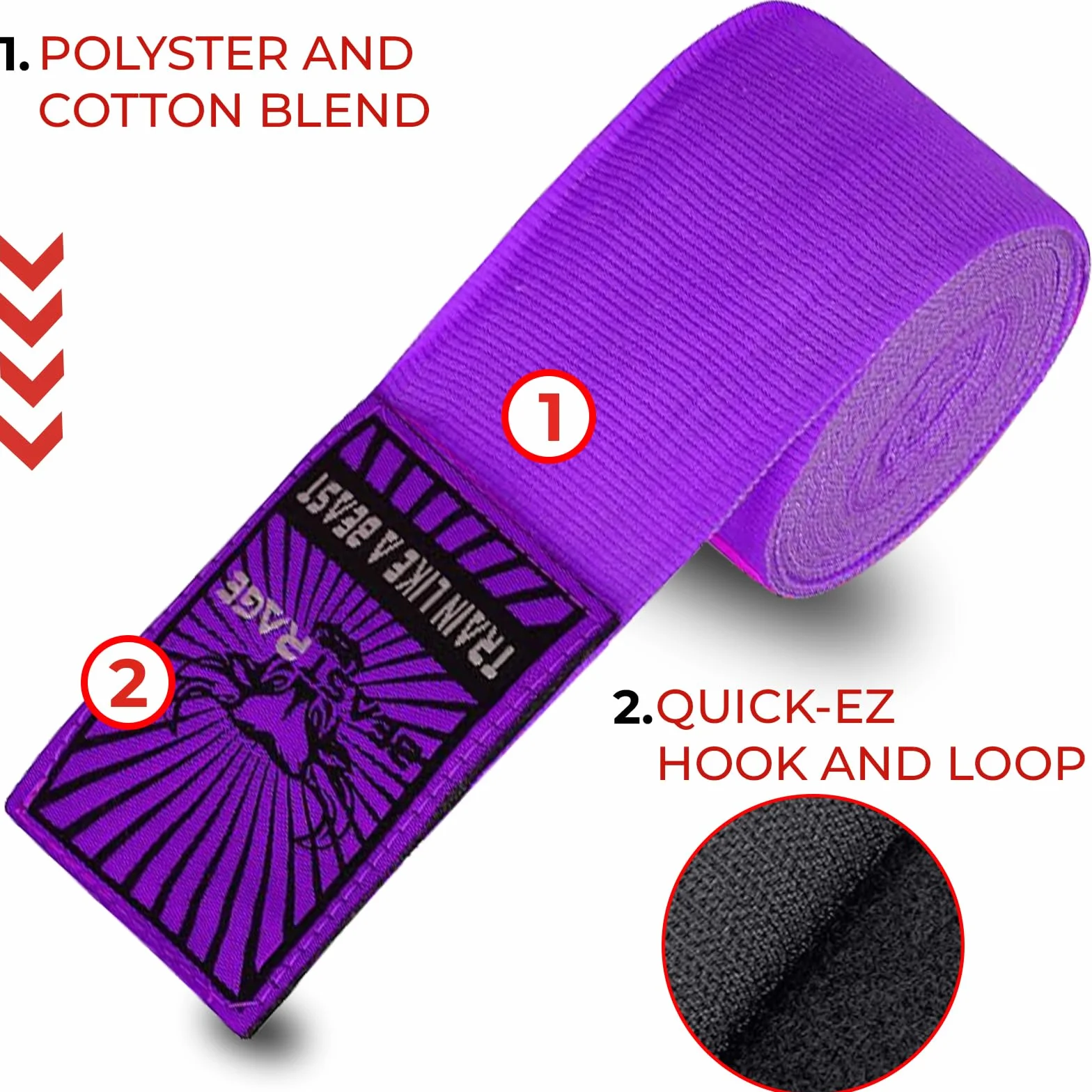 BEAST RAGE Vendajes Boxeo 4.5 M Cinta Elástica para Muñeca con Lazo Pulgar MMA Muay Thai Kick Boxing