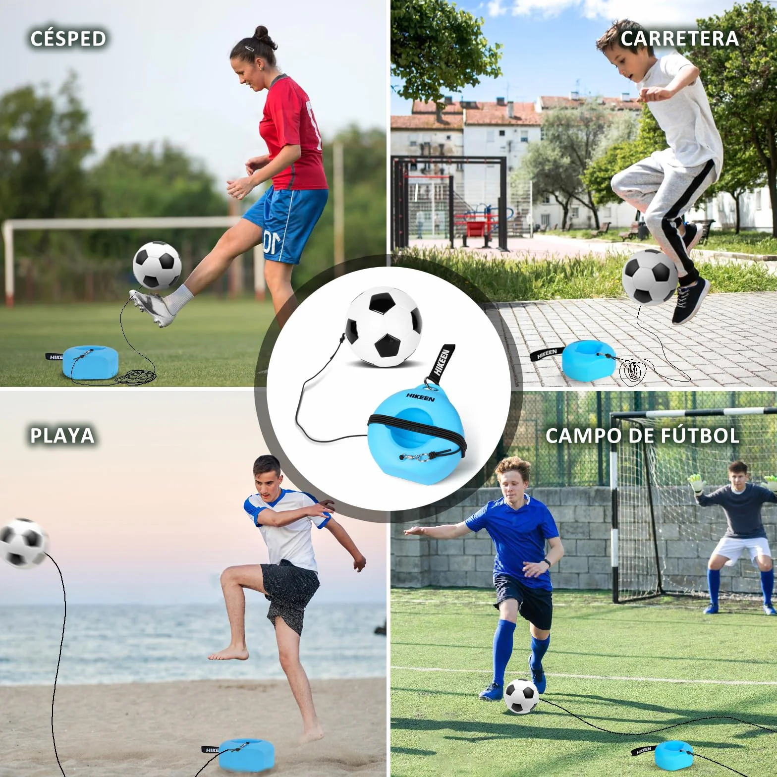 Hikeen Kit Entrenamiento Futbol con Balon Base Metalica para Exterior Interior Jovenes Adultos