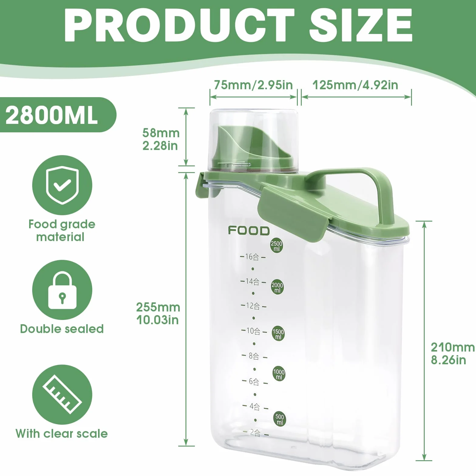 Contenedor Pienso Perros 3L Botes Cocina Almacenaje con Vaso Medidor Pienso Transparente Botes Hermeticos Cocina para Cereales Arroz Comida para Mascotas