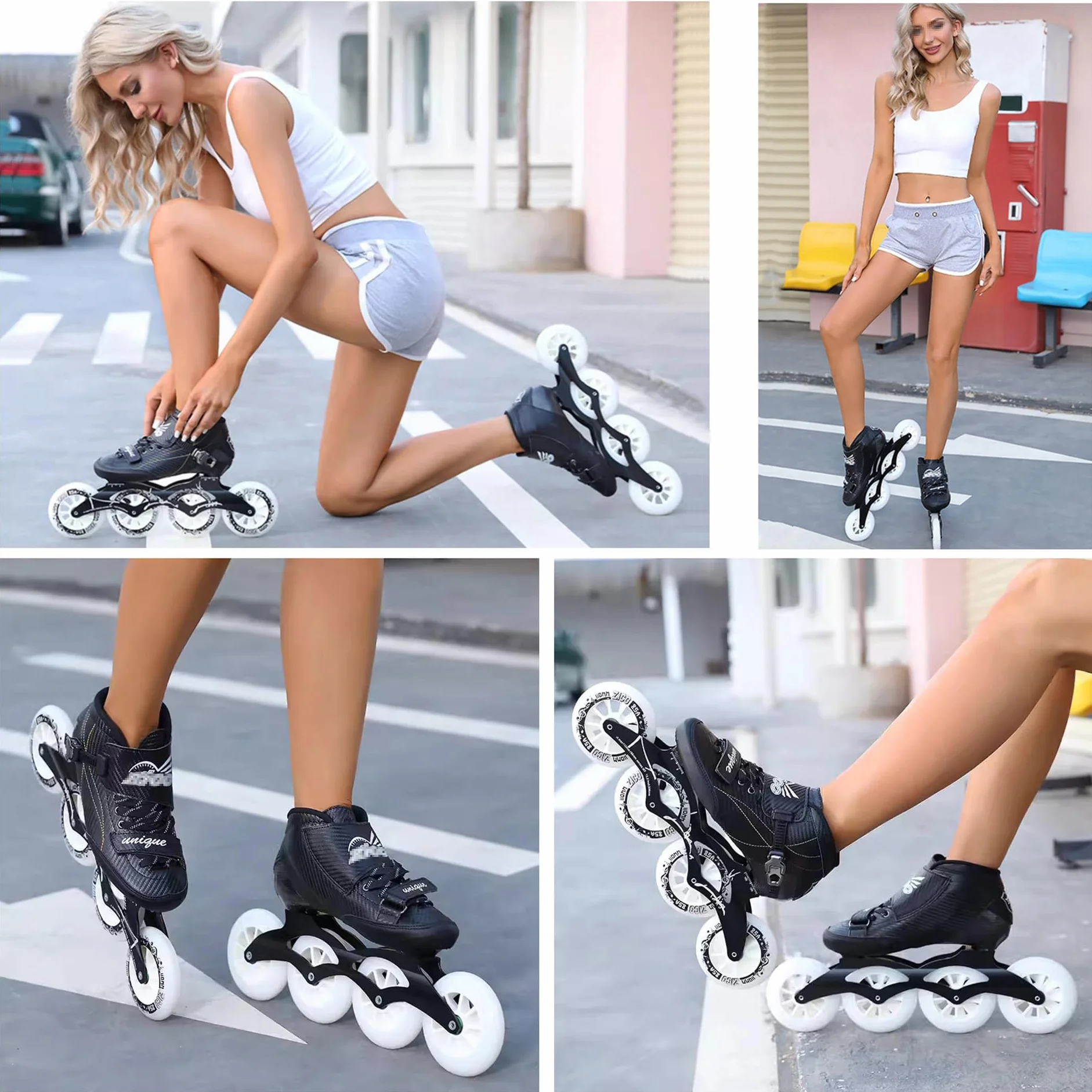 Patines Profesionales En Línea Fibra de Carbono Adultos Velocidad Exteriores