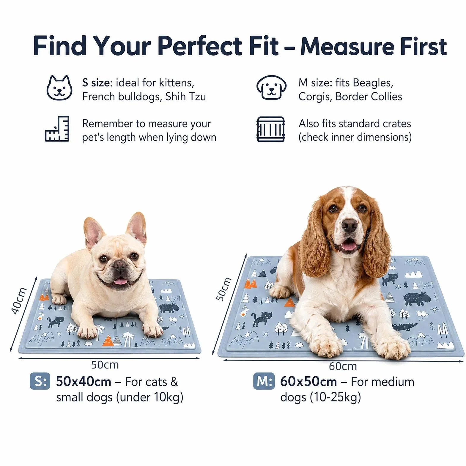 Alfombrilla Refrescante para Mascotas,Manta Refrigerante Perro,Cama Frio Animales Colchon Mascotas para Verano,Alfombrilla Refrescante Cojín de Gel Auto Refrigerante Impermeable-40x50cm/Gris
