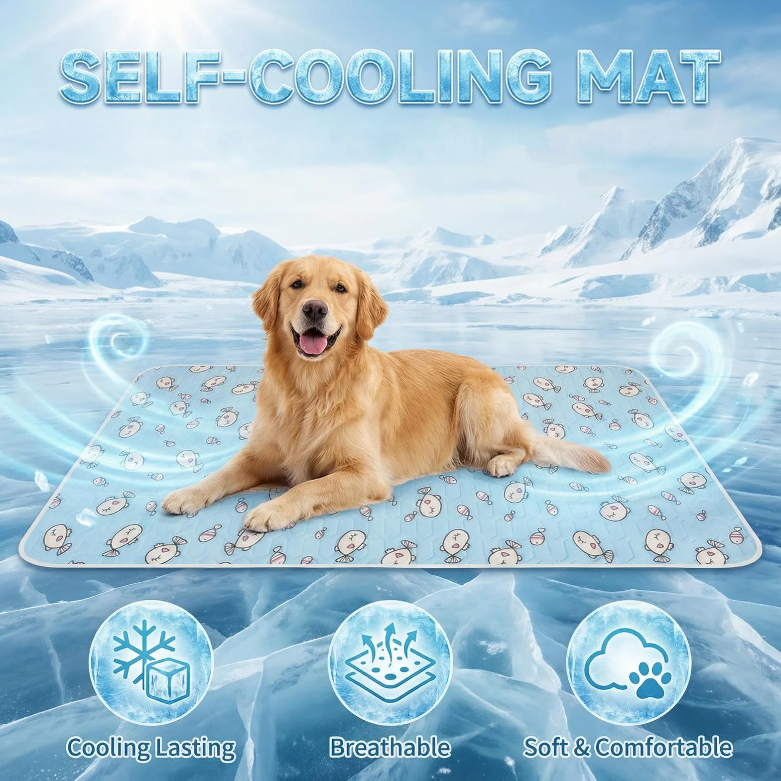 Ninonly Alfombra Refrescante para Perros y Gatos, 50x70cm Cama Fresca para Mascotas, Colchoneta Refrescante Alfombrilla de Verano Lavable a Máquina y Plegable, Manta Fria Ideal para Hogar Coche Viaje