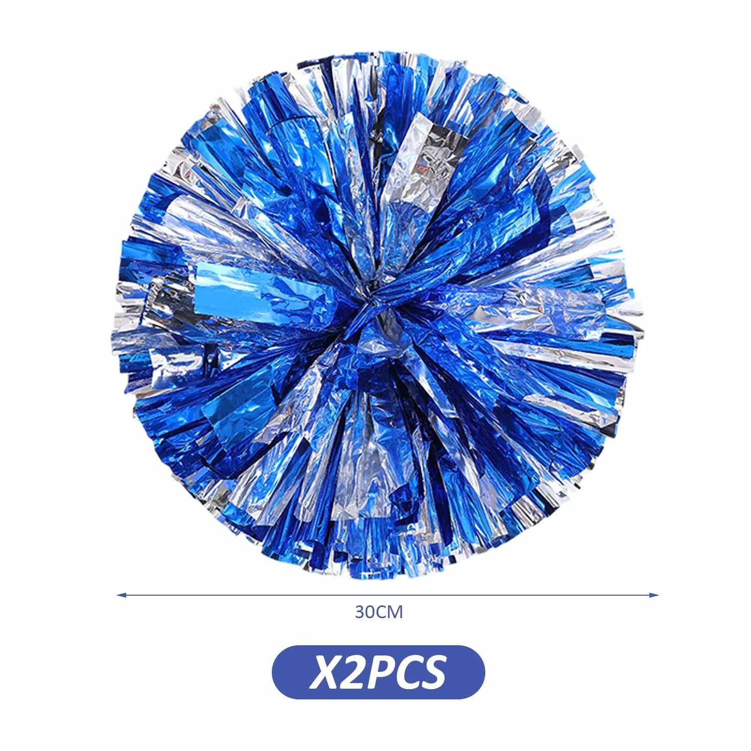 Pompones de animadora azul brillante y plateado, NYGGTYK, para eventos deportivos y competiciones
