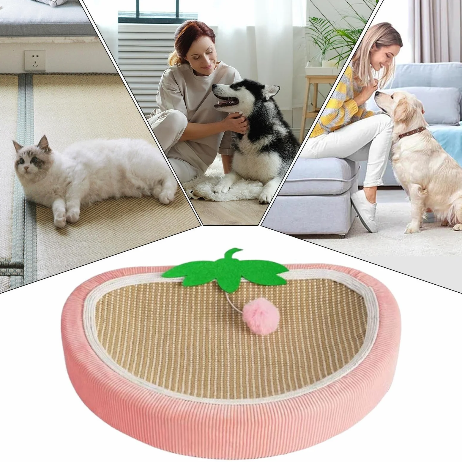 Cama Rascador de Gatos Cojín Protector Muebles Colchoneta | Cama Rascador Sisal Fresa Interior Sofá Pared Alfombra Suelo Silla Puerta Gatito Perro Pequeño Apartamento