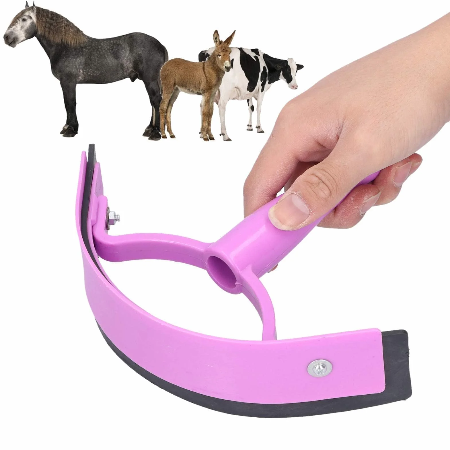 Cyrank Raspador De Goma para Caballos, Agarre Suave, Plástico, Goma, Rascador De Sudor para Caballos, Suministros De Baño para Caballos