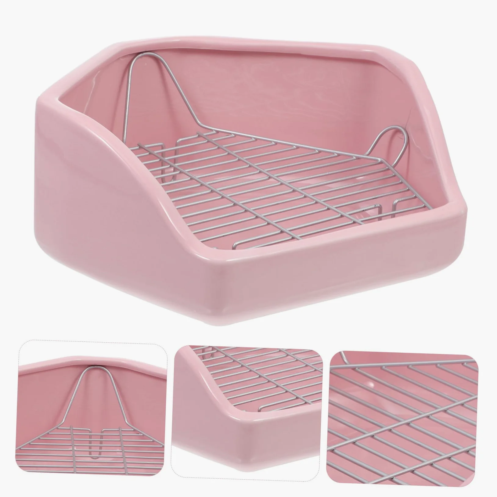 Orinal para Mascotas Antivuelco de Cerámica Extra Grande Baño Pentagonal para Conejos Cobayas y Hámsters Accesorio Higiénico para Pequeños Animales Fácil de Limpiar y Seguro
