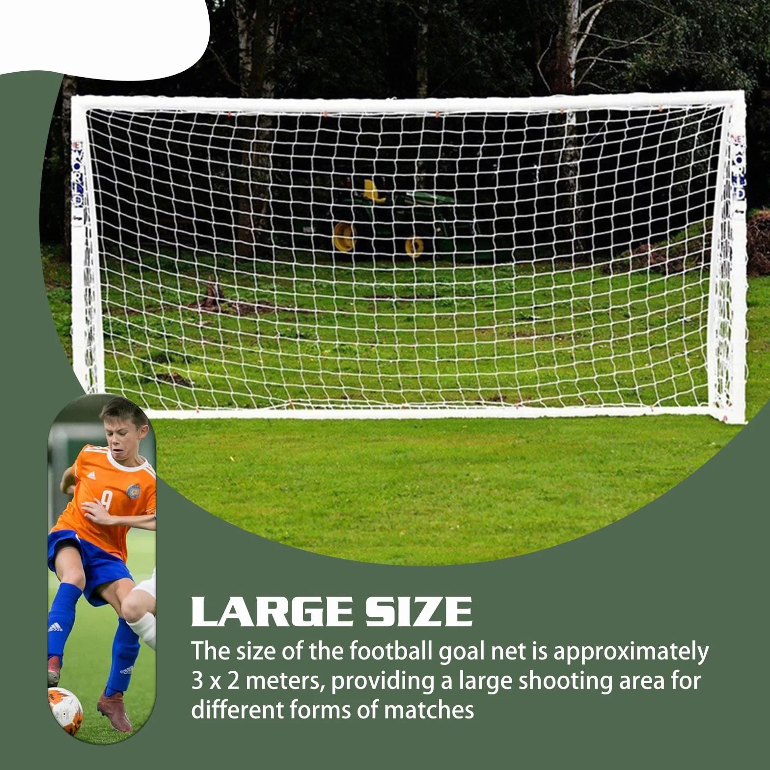 Red portería fútbol 3x2 m polipropileno resistente intemperie deportiva entrenamiento
