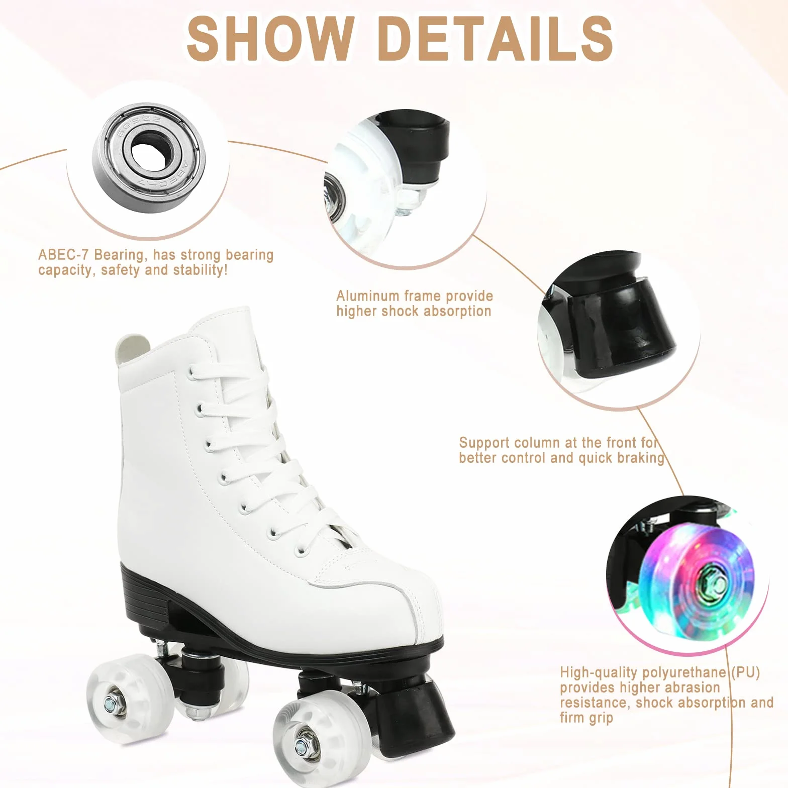 Patines de Ruedas Doble Fila Piel Sintética para Mujeres y Hombres con Bolsa