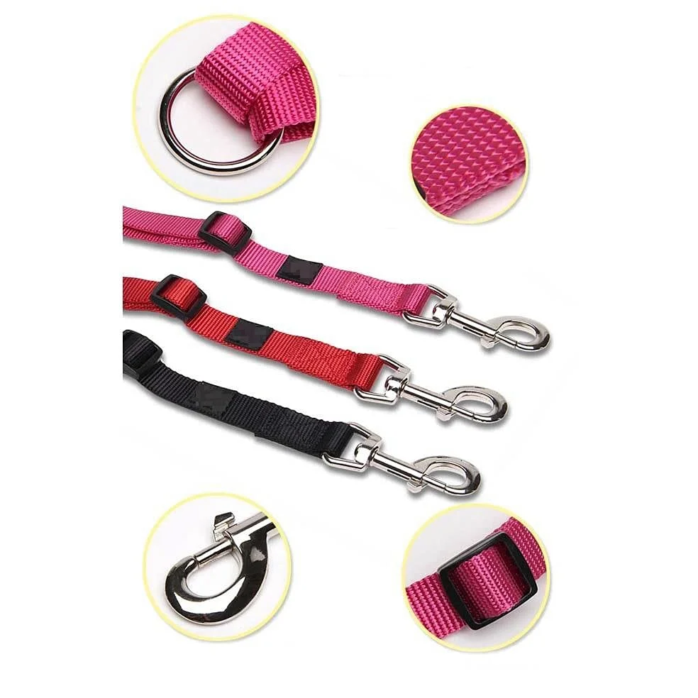 Correa divisora para Perros, de Nailon Rosa, Ajustable, Doble, para Correr, sin enredos, para pasear, Entrenar, Talla L, Correa de tracción (roja, S)