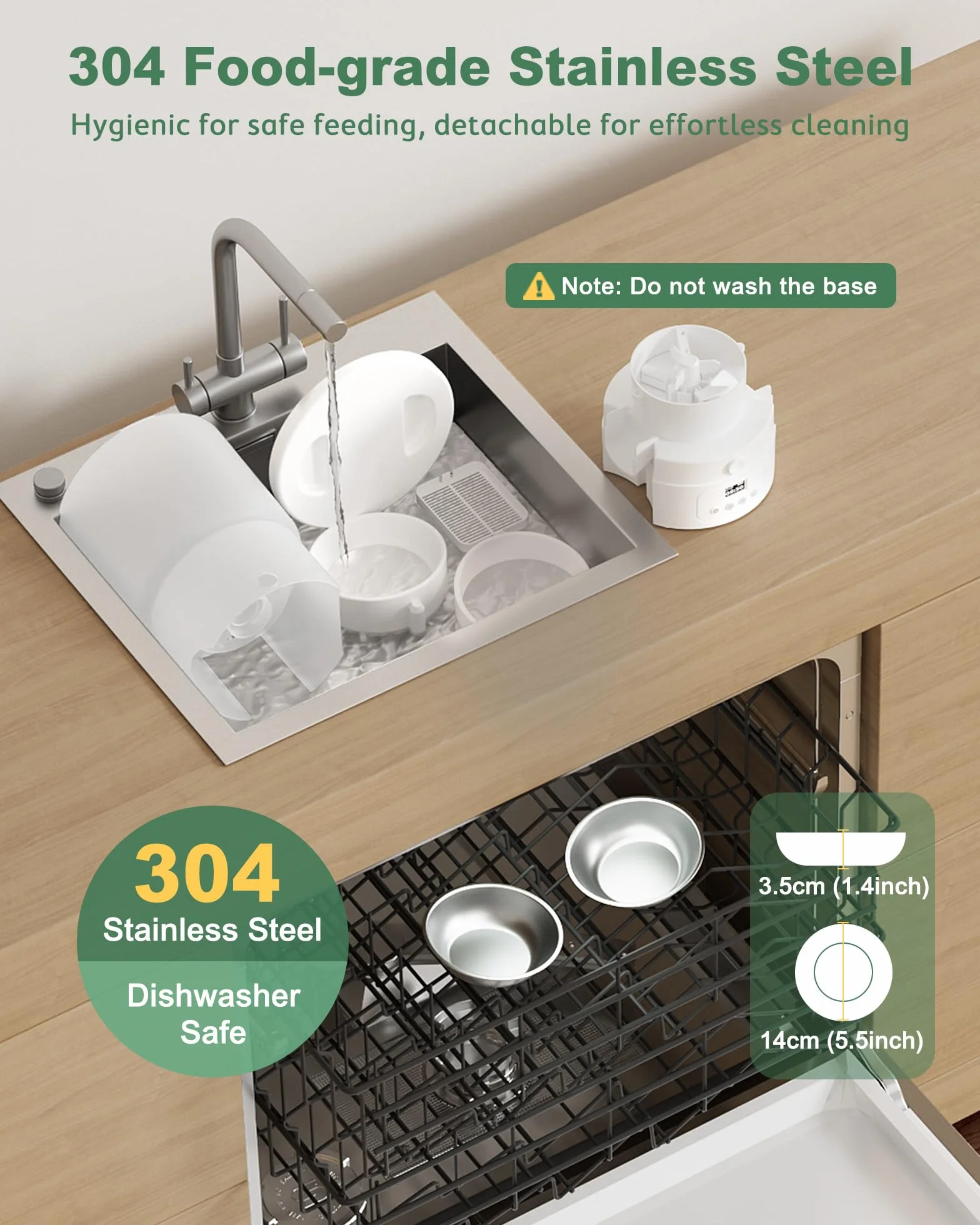 Gimars 5L Comedero Gato Automatico 2 Cuencos Inoxidables, Fácil De Configurar, Temporizador Programable 1-6 Comidas al Día Dispensador Comida Gatos y Perro en Diseño Sellado, Grabación Voz 10s