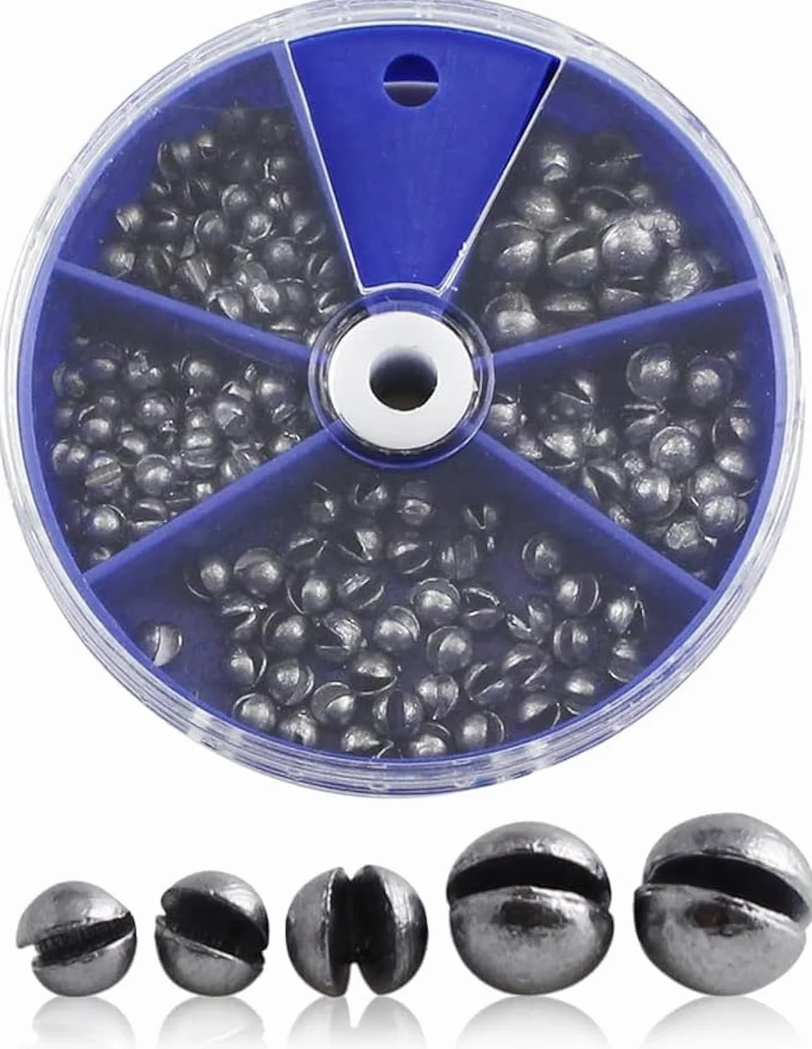 Plomo de Pesca Apertura Disparo Dividido 200 Pesos Kit Plomada 5 Tamaños 0.3g/0.5g/0.6g/0.8g/1g Pellizcar Dispensador Pesas Balsa