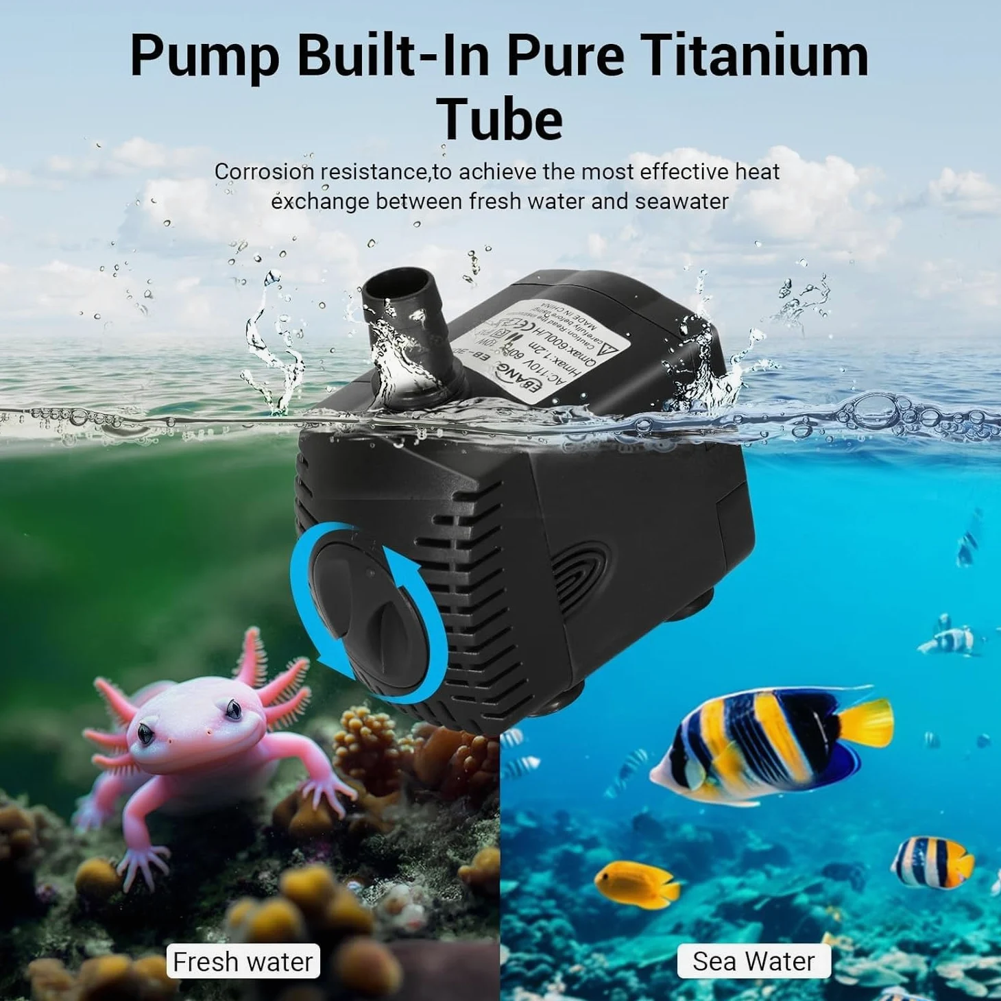 Enfriador de acuario para pecera, sistema de refrigeración eficiente con compresor silencioso y potente función de circulación