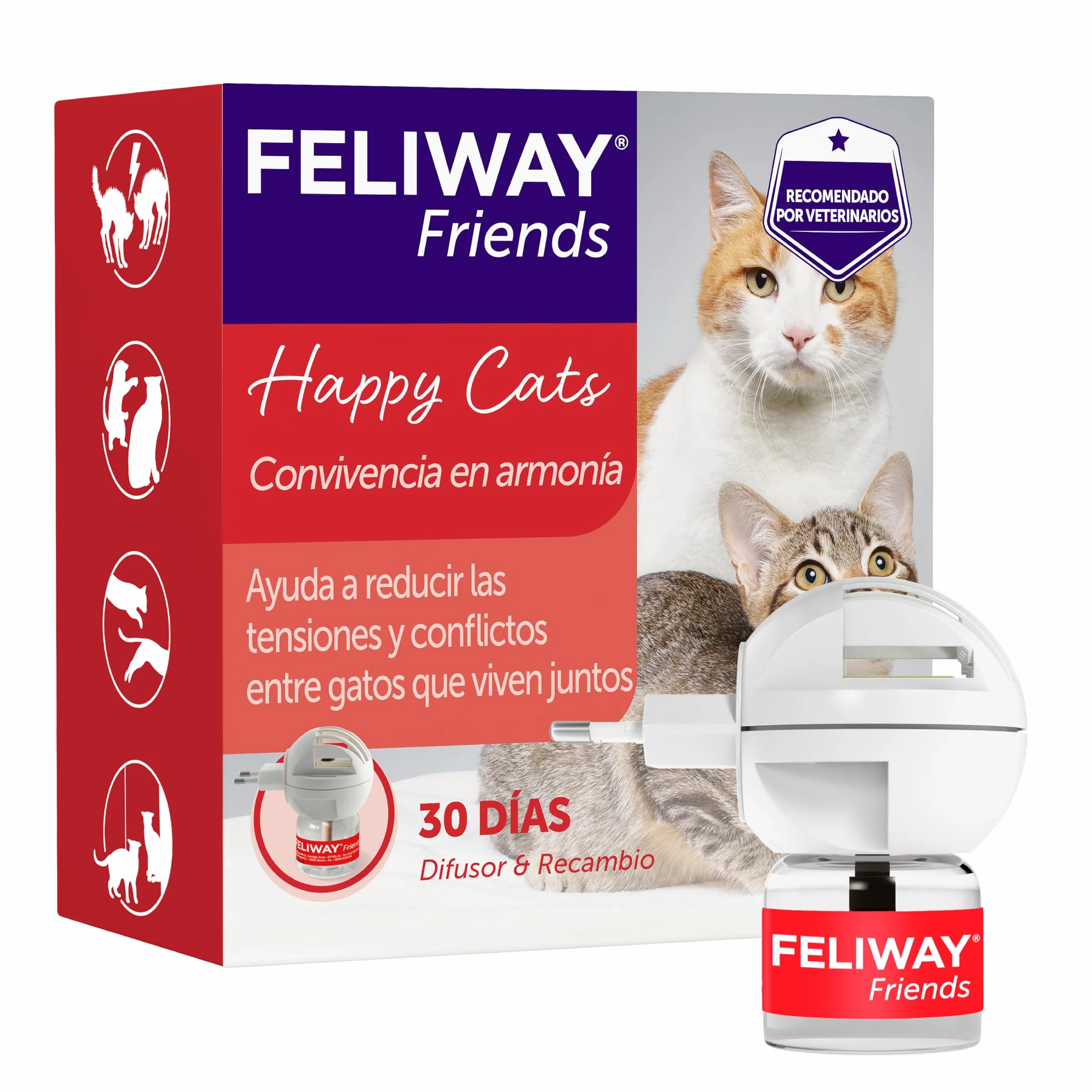 FELIWAY Friends - Difusor + Recambio de feromonas calmantes para Gatos (30 días, 48 ​​ml) - Ayuda a Crear armonía y a Reducir conflictos Entre Gatos Que Viven Juntos. Recomendado por Veterinarios