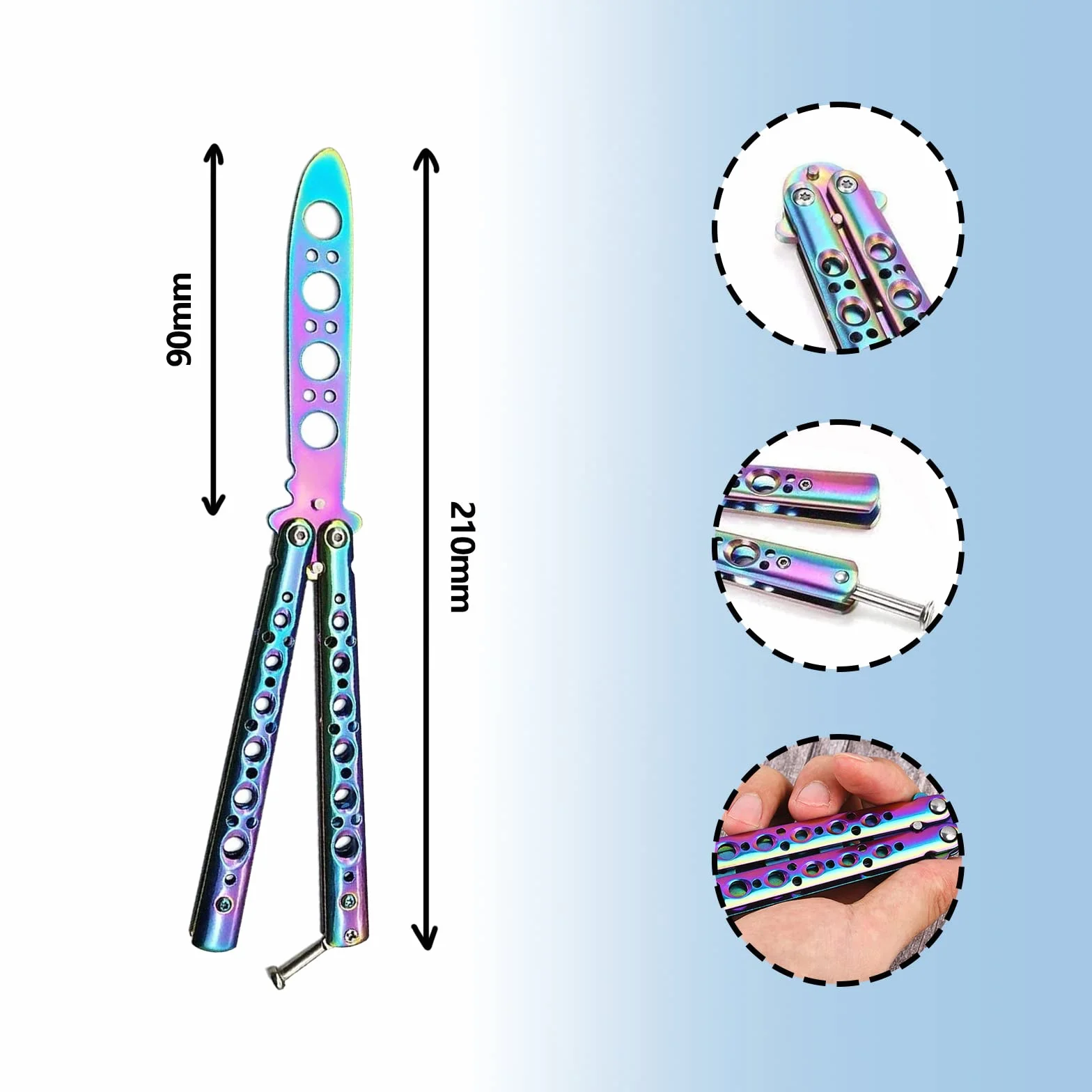 ZoeTekway Butterfly Trainer Cuchillo de Práctica Mariposa Arco Iris sin Hoja Afilada para Principiantes