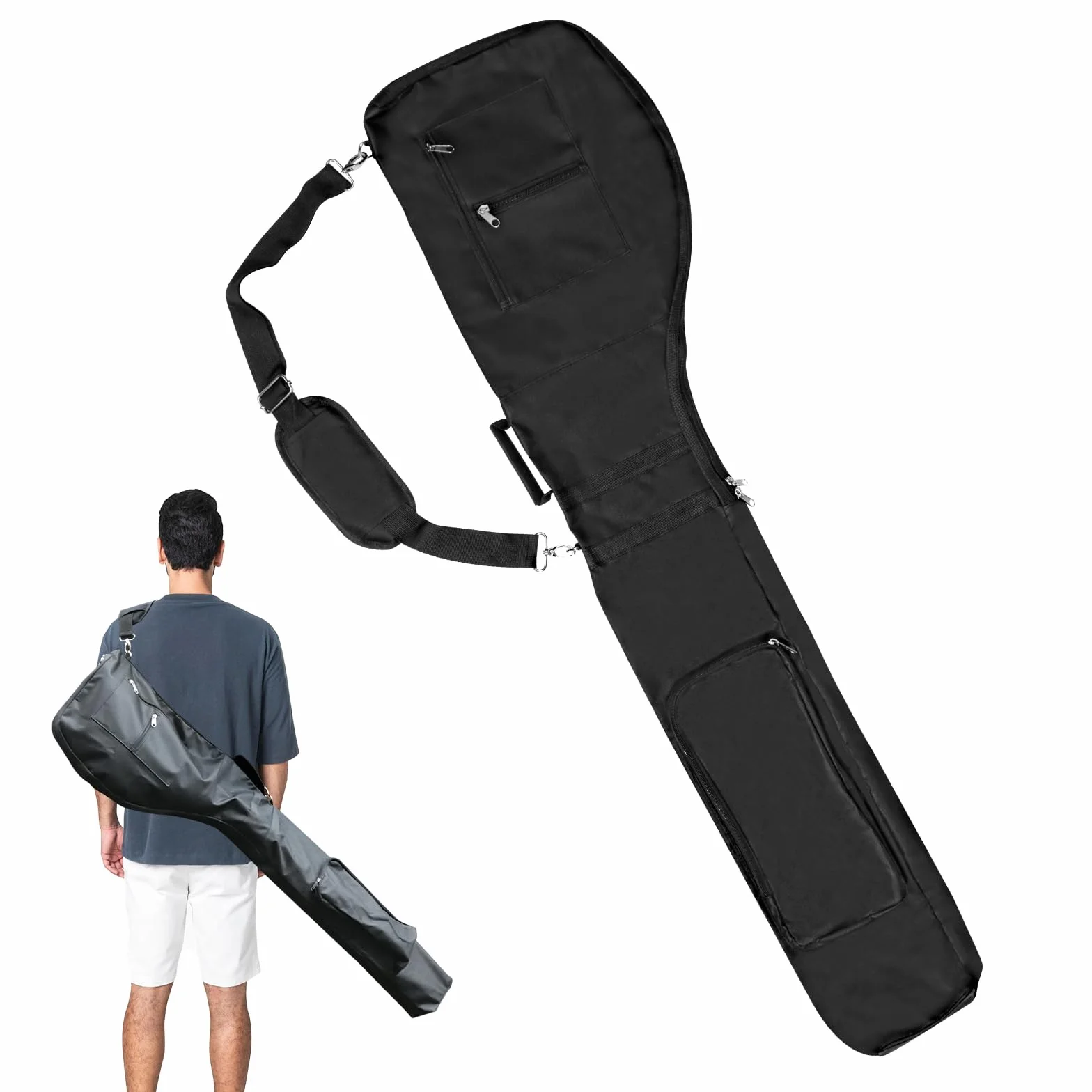 Bolsa de Viaje Plegable para Palos de Golf Impermeable Negra