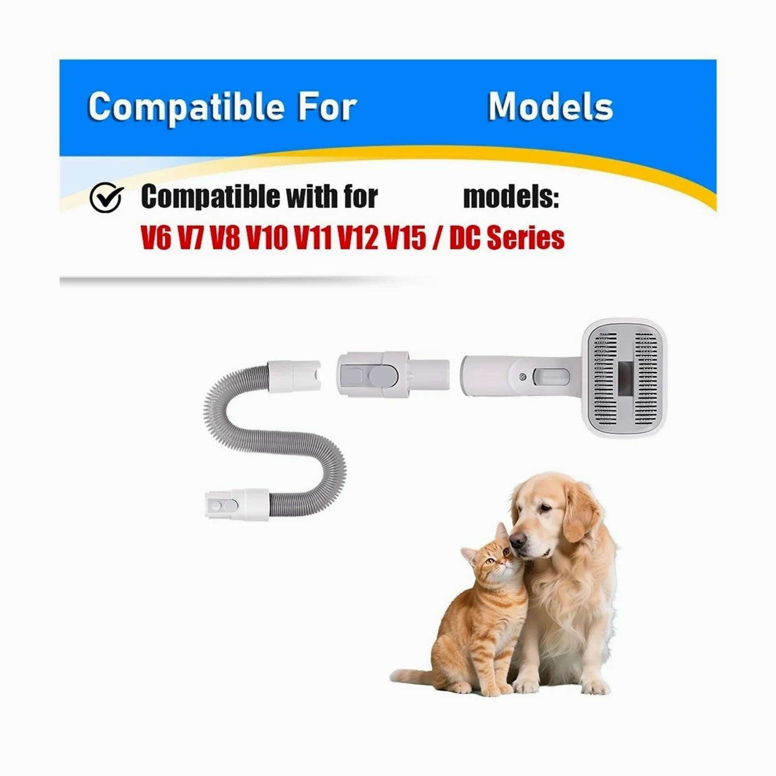 Accesorio De Vacío for Cepillo De Pelo for Mascotas, Compatible Con Dyson,V6 V7 V8 V10 V11 V12 V15, Manguera Extendida for Mascotas Medianas Y Grandes