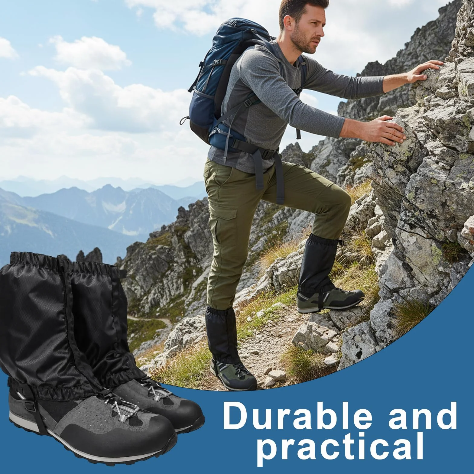 Polainas Impermeables para Nieve, Montaña, Trekking, Esquí y Caza 1 Par