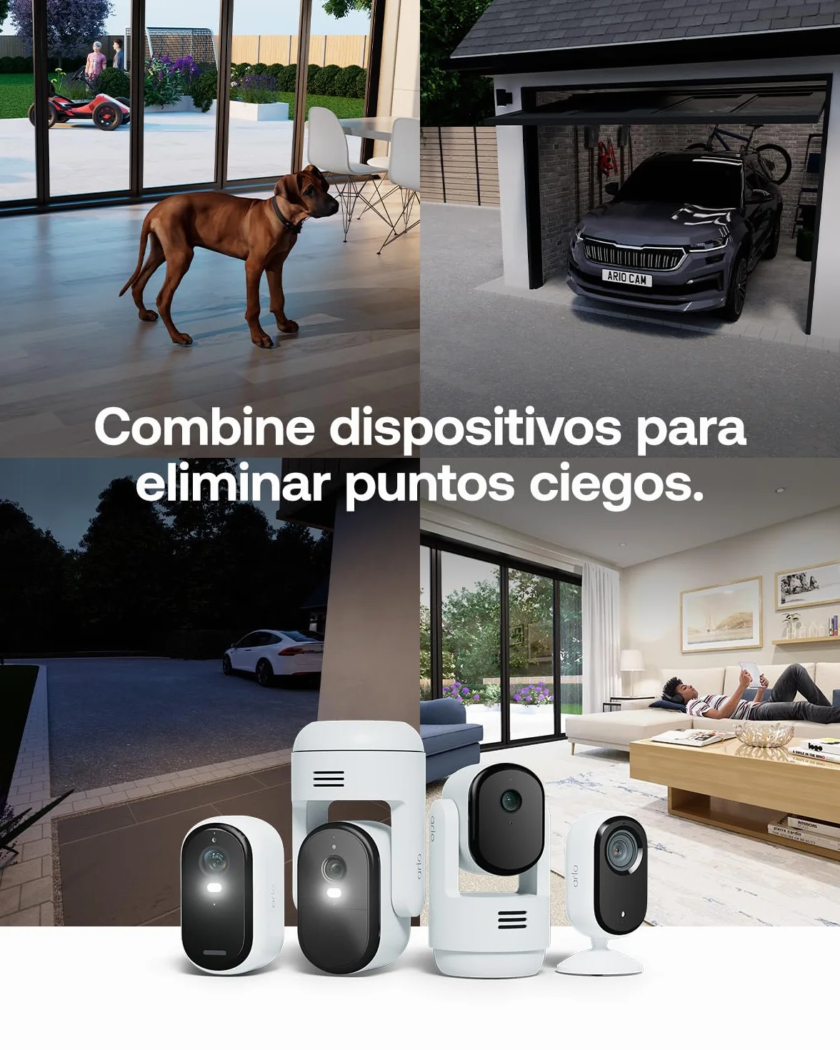 Arlo Essential 3 Indoor Camara Vigilancia Bebe/Mascotas HD, Sensor de Movimiento, Alarmas para Casa, Visión Nocturna, Prueba Secure Incluida, con Cubierta de Lente automática, 2 Cámaras, Blancas