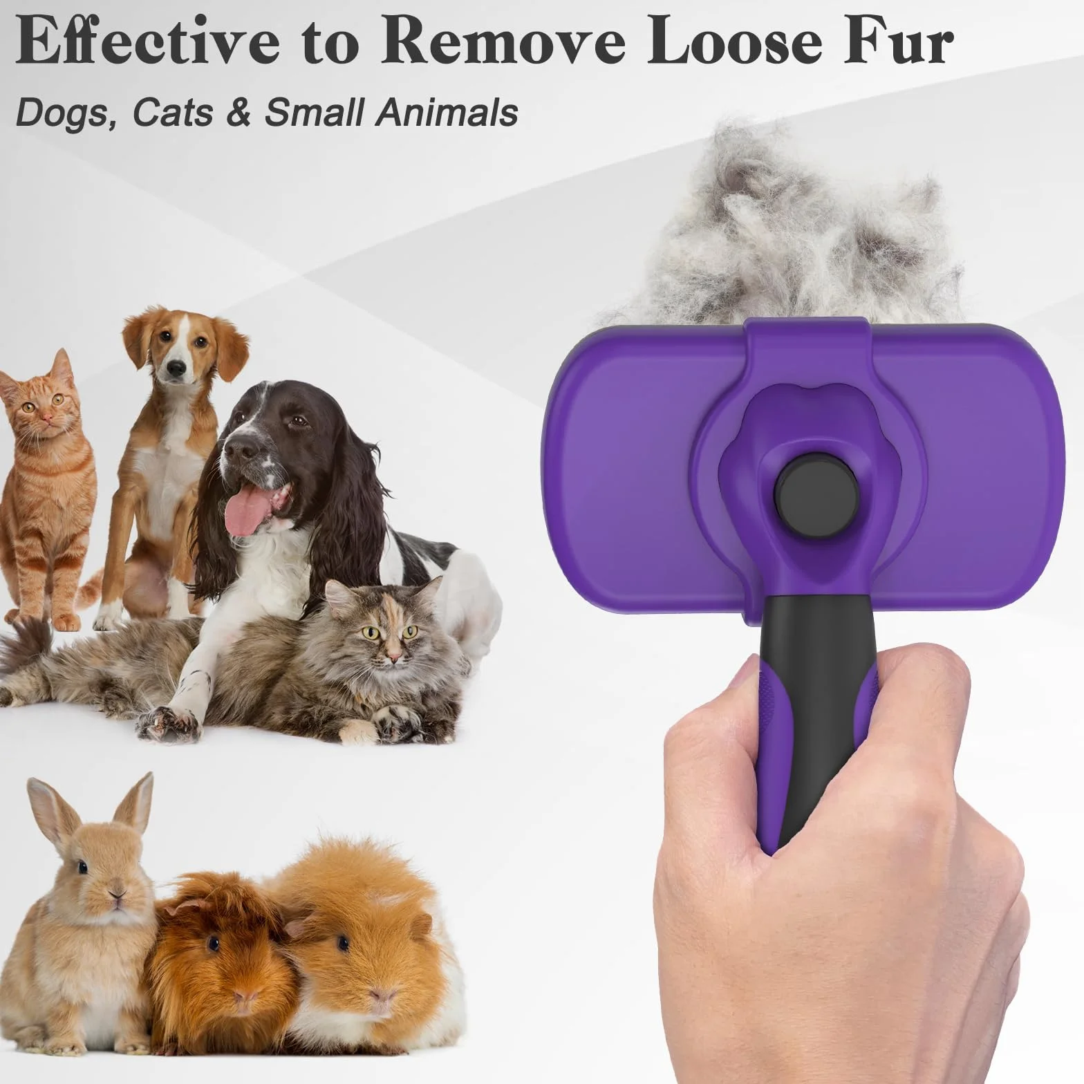 Swihauk Cepillo de limpieza automática para perros y gatos, cuidado de mascotas agradable a la piel para desprendimiento, despelo y depilación, cepillo para cachorros para mascotas de pelo largo