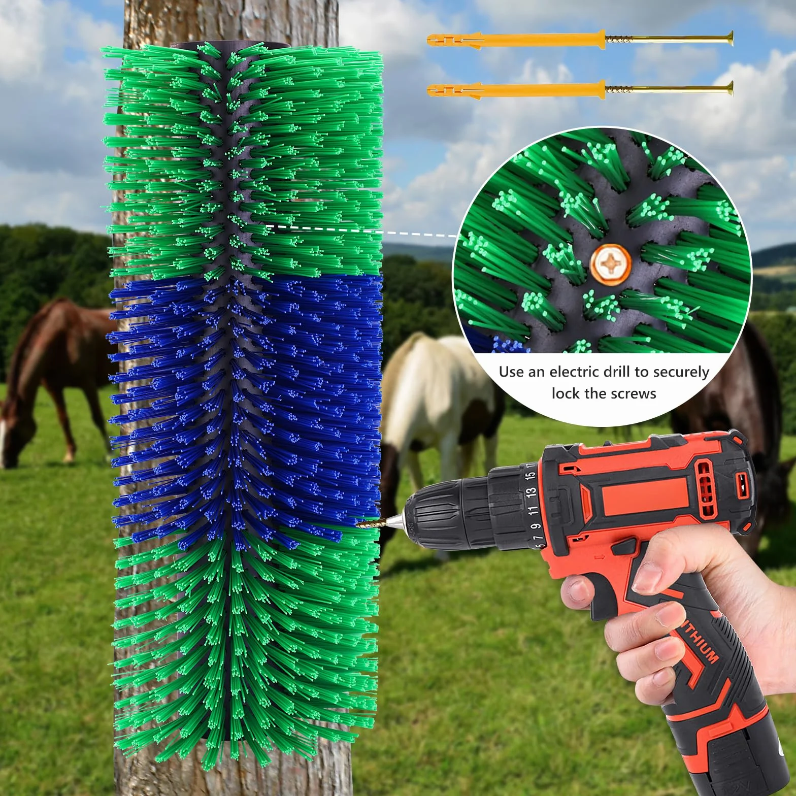 Cepillo Rascador para Caballos, Vacas y Ganado - Cepillo de Masaje para Aliviar Picazón en Mascotas (1 Paquete)