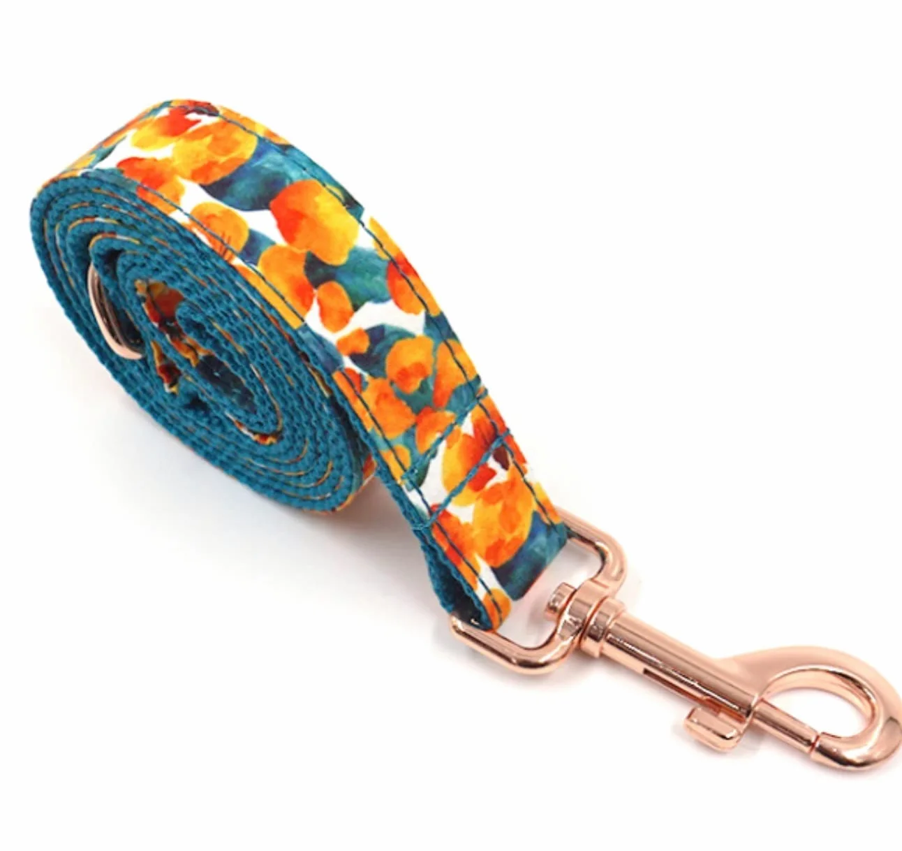 Correa Perro Correr Conjunto de Correa Cuello Mascota Oro Rosa Impreso Collar cómodo Suministros para Mascotas Perro Suave Antideslizantes Reforzada(23-30cm)