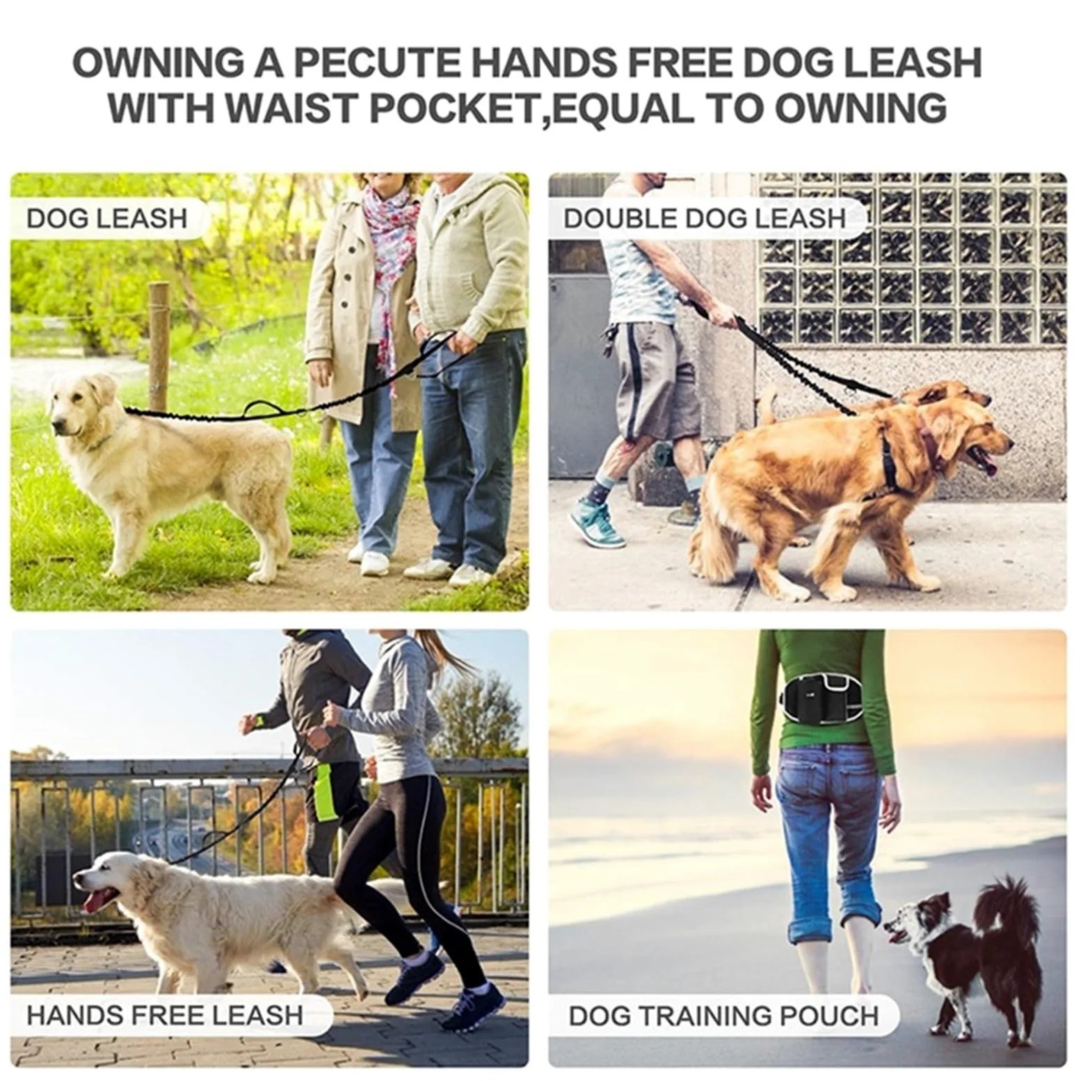 Riñonera de Entrenamiento for Perros, Manos Libres, Deportiva, multifunción, for pasear al Aire Libre, de Nailon Correa Perro(Blue Set)