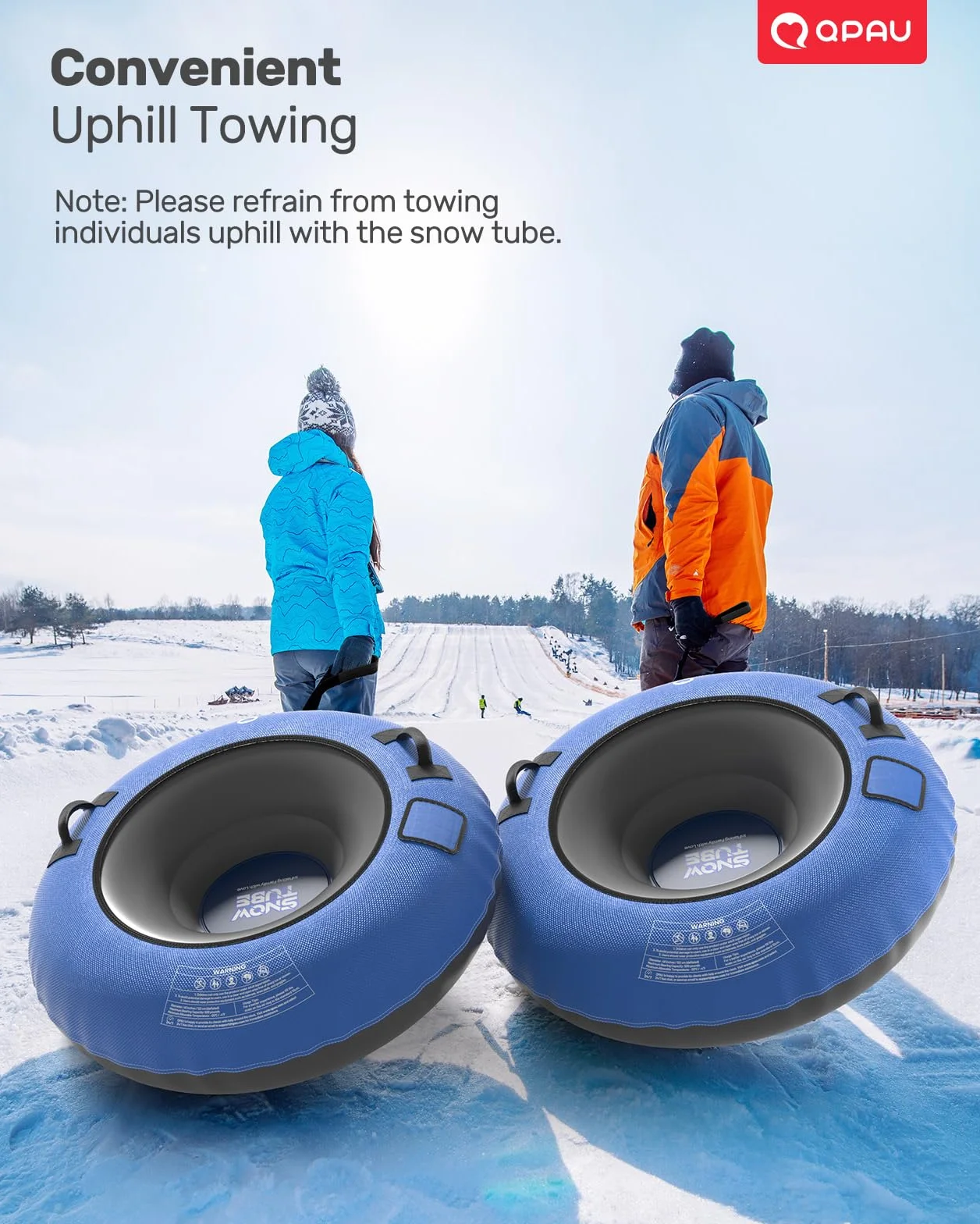 QPAU Tubo de nieve inflable 48 pulgadas paquete de 2 fondo grueso