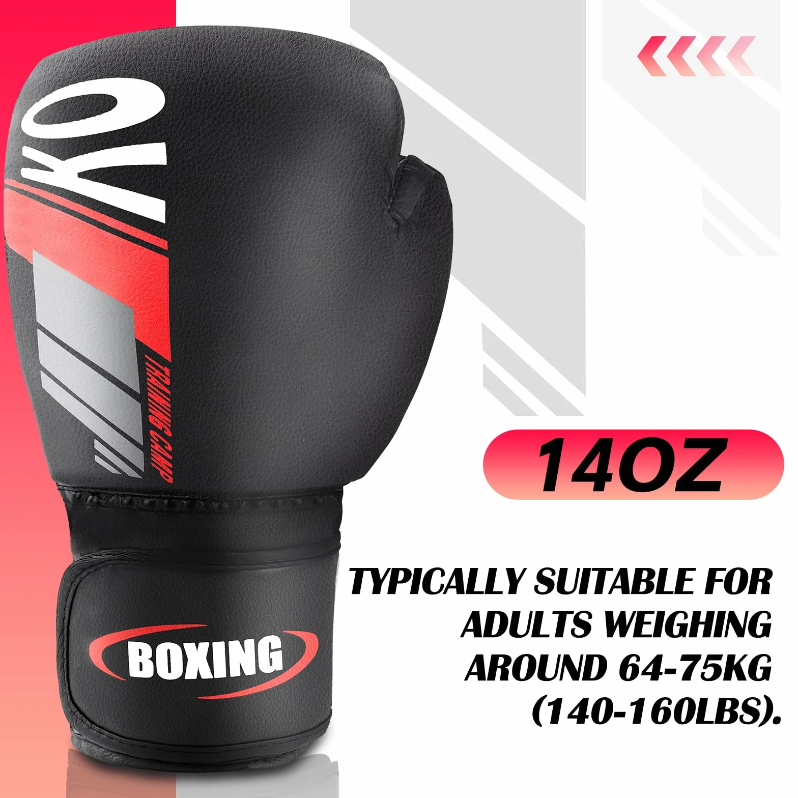 Guantes de Boxeo 14oz con Palma Ventilada para Kickboxing Muay Thai Entrenamiento Hombres Mujeres