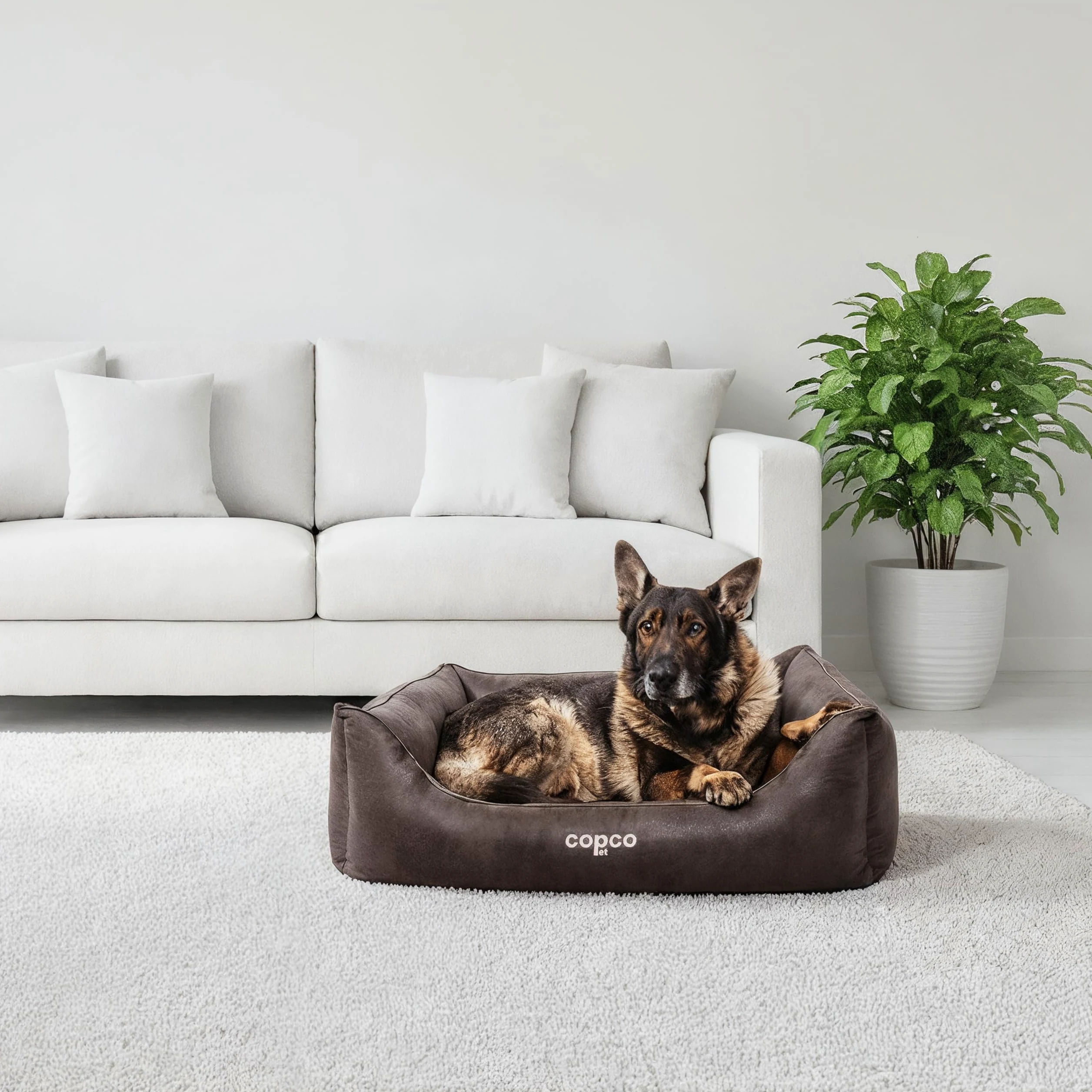 Copcopet Cama para perros Emma, cama impermeable para perros, perros espacio de dormir en imitación ante, perros – colchón de espuma de copos o espuma viscoelástica ortopédica