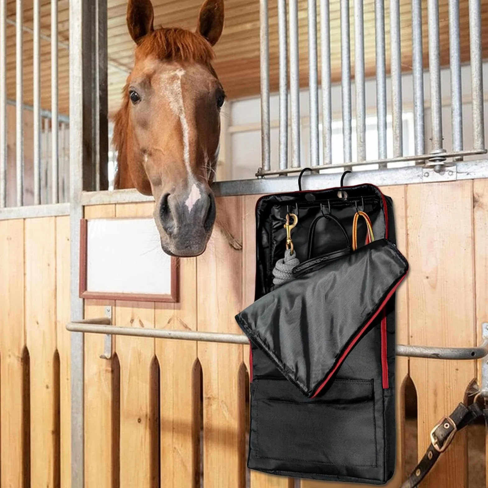 Bridle Bag - Bolsa de transporte para caballos con bolsillos con cremallera, correa de hombro ajustable reutilizable, multiusos, impermeable, organizador estable, suministros ecuestres para