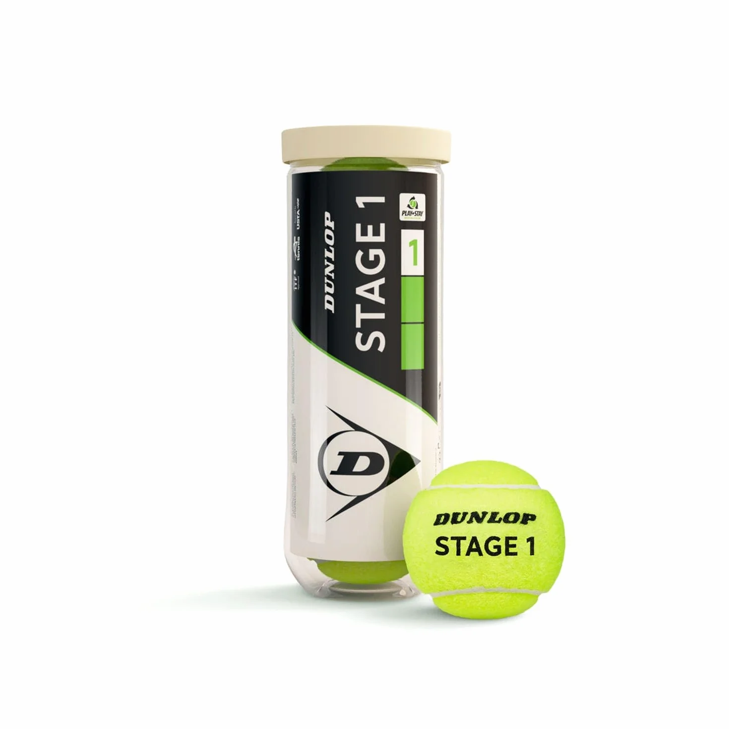 Dunlop Pelota de Tenis Stage 1 Verde 3 Unidades para Niños Principiantes