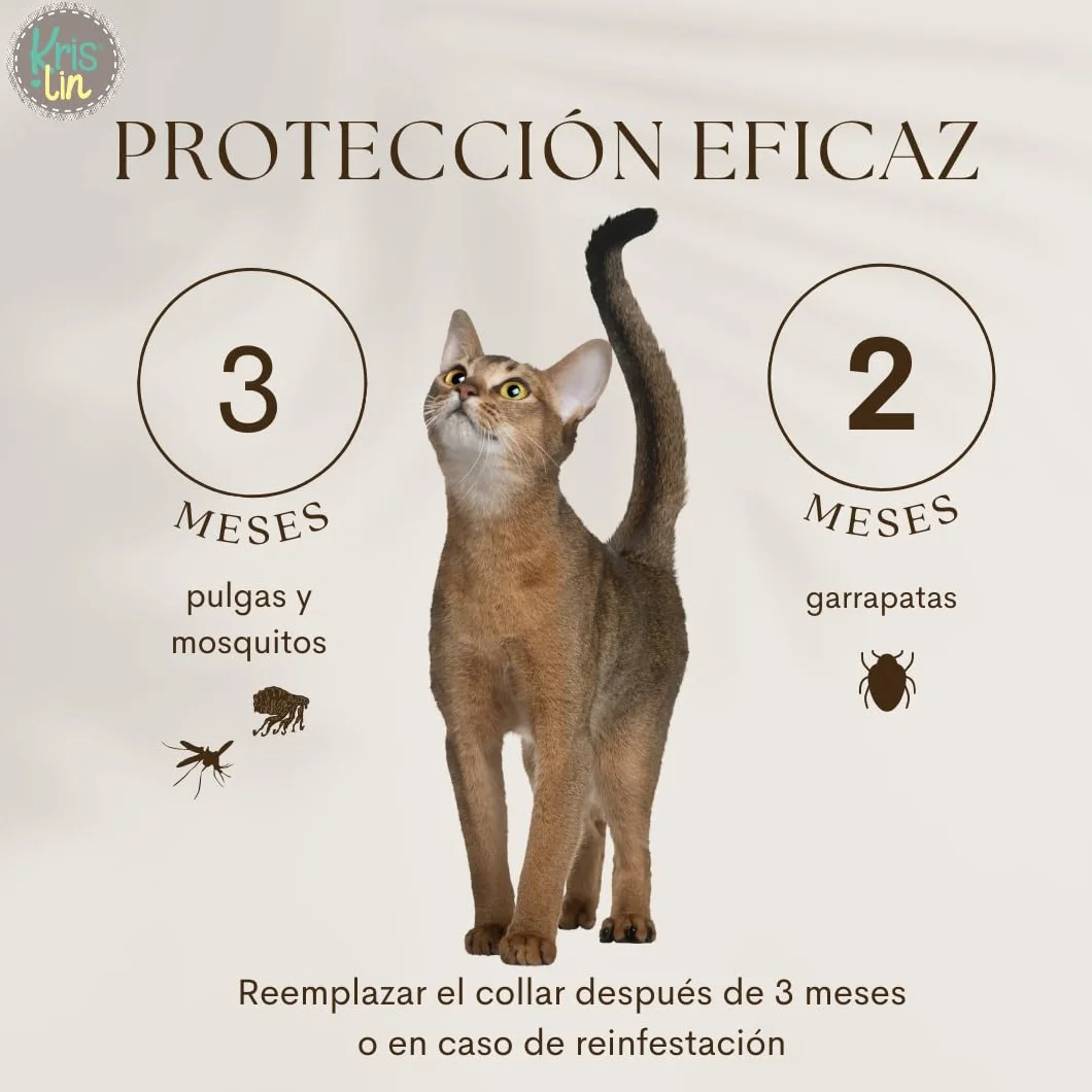 Pack de 8 Collares antiparasitarios para Gatos con Margosa, geraniol y lavandino | Cítrico | Marrón | 30 cm