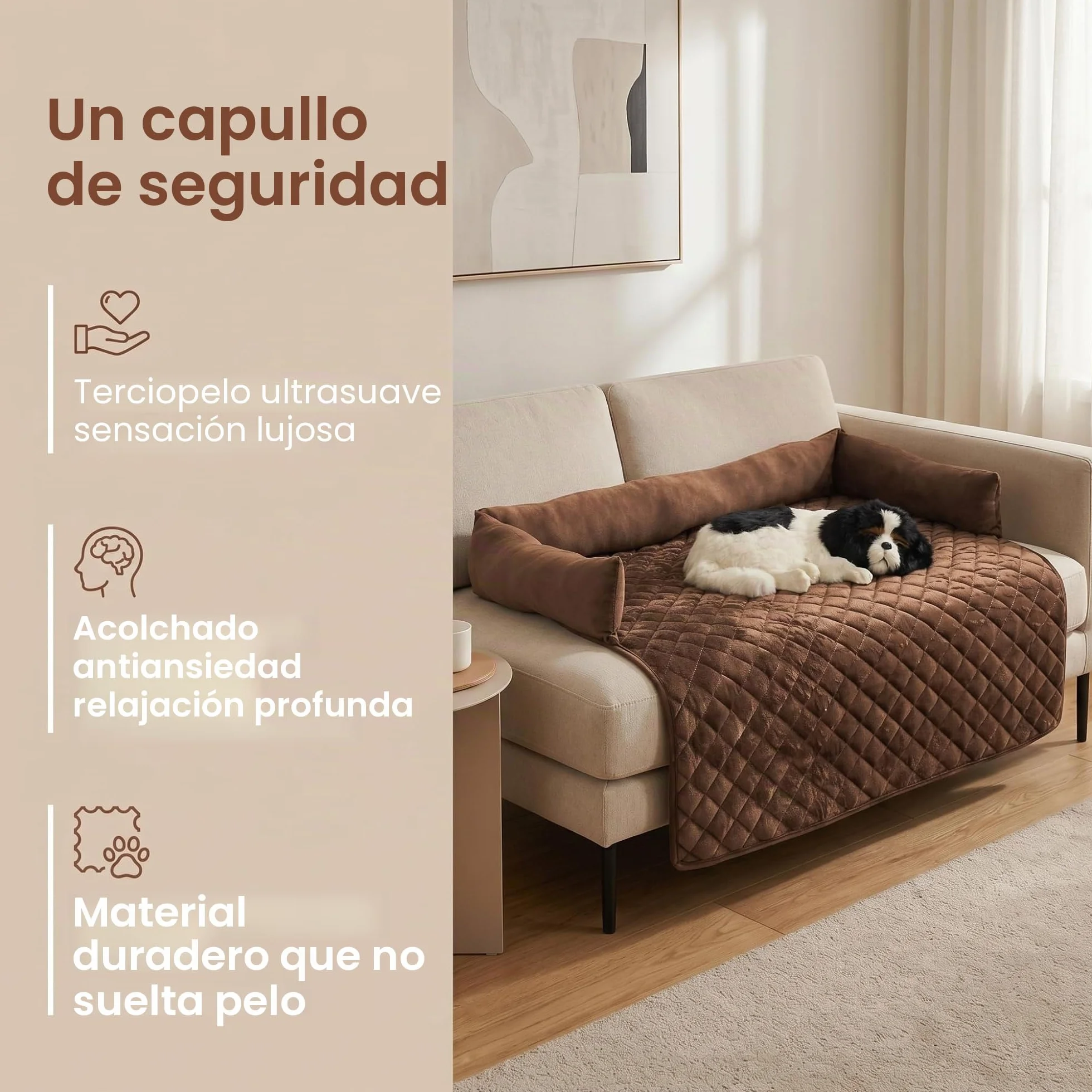 OKYUK Cama para Perros, Protección para Sofá, Hecha a Mano, Lavable, Cojín y Alfombrilla para Perros Grandes, Medianos y Pequeños (Café, 75 x 75 cm)