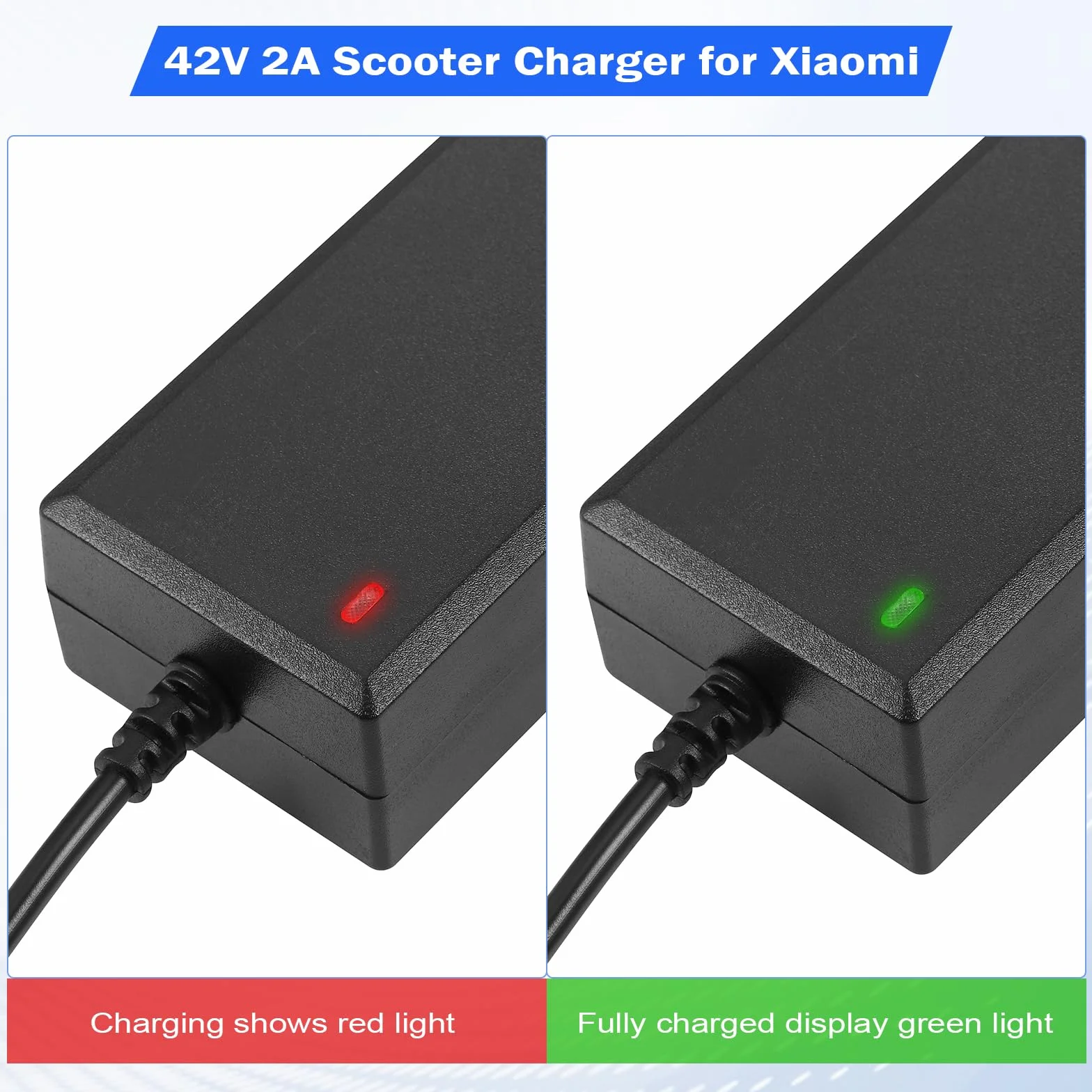 JIZZU Cargador Patinete Xiaomi 42V 2A AC a DC para M365 Pro Pro 2 Mi 3 Ninebot Segway