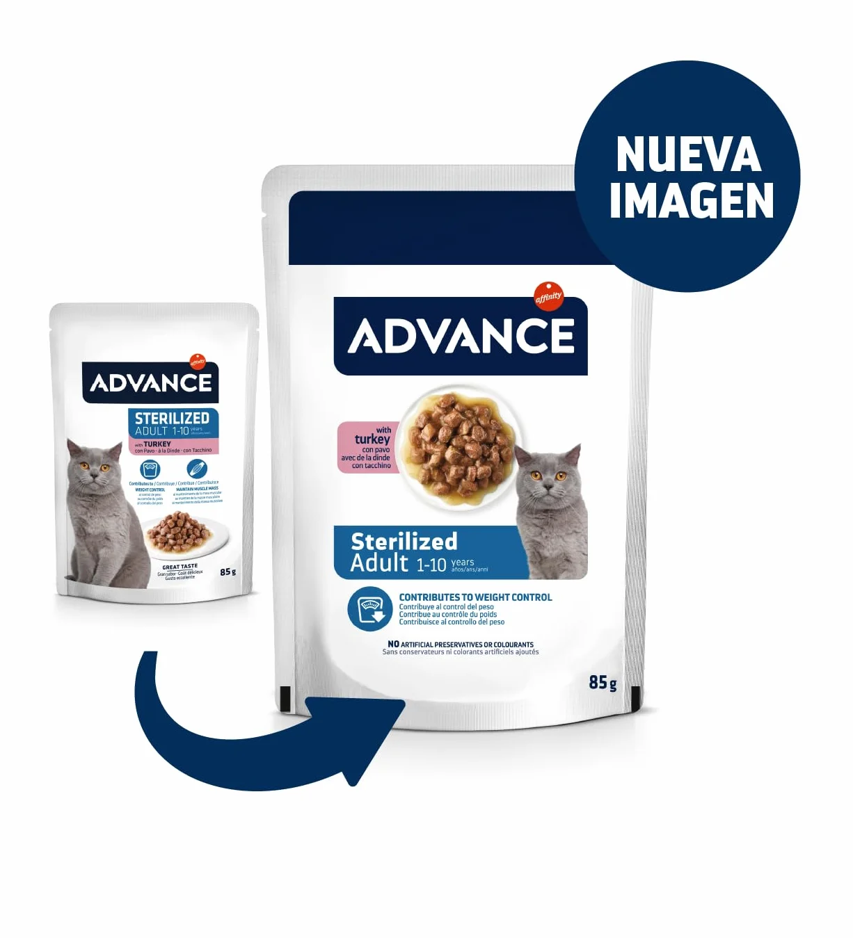 Advance Comida Húmeda para Gatos Adultos Esterilizados con Pavo, Multipack 12 x 85 g, Total 1.02 kg