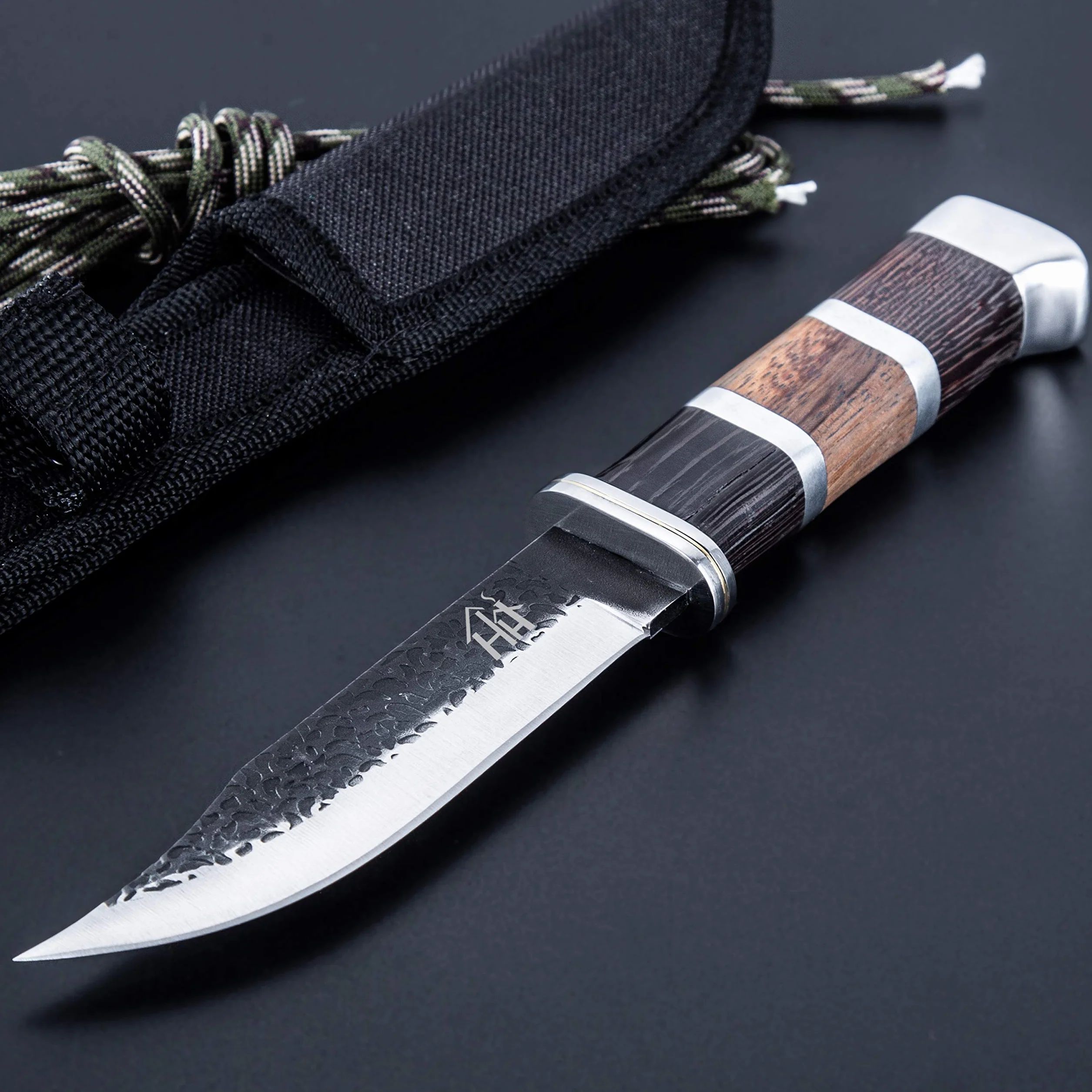 Hobby Hut HH-353 Cuchillo de caza con vaina hoja fija marrón