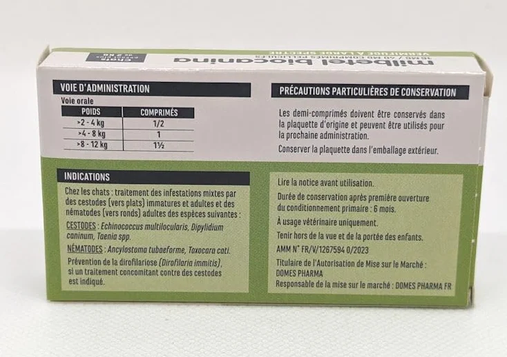 BIOCANINA Milbetel para gatos de más de 2 kg, 2 tabletas antiparasitarias
