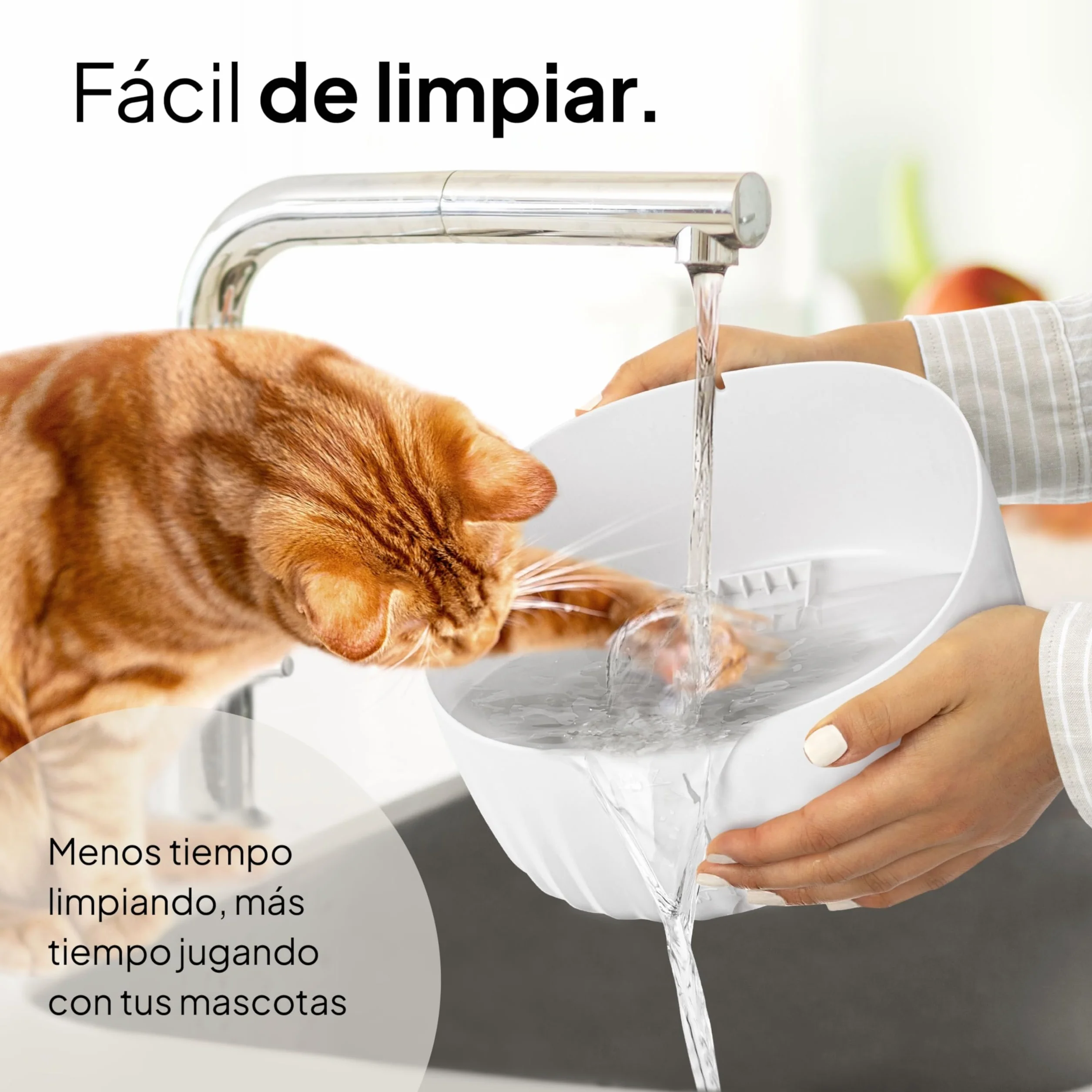 Pretty Paw Fuente de Agua para Gatos 3L con Indicador LED MIN/MAX - Funcionamiento Silencioso y Fácil Limpieza, Bebedero Automático con Filtro para Interior - Aquaflow (Blanco)