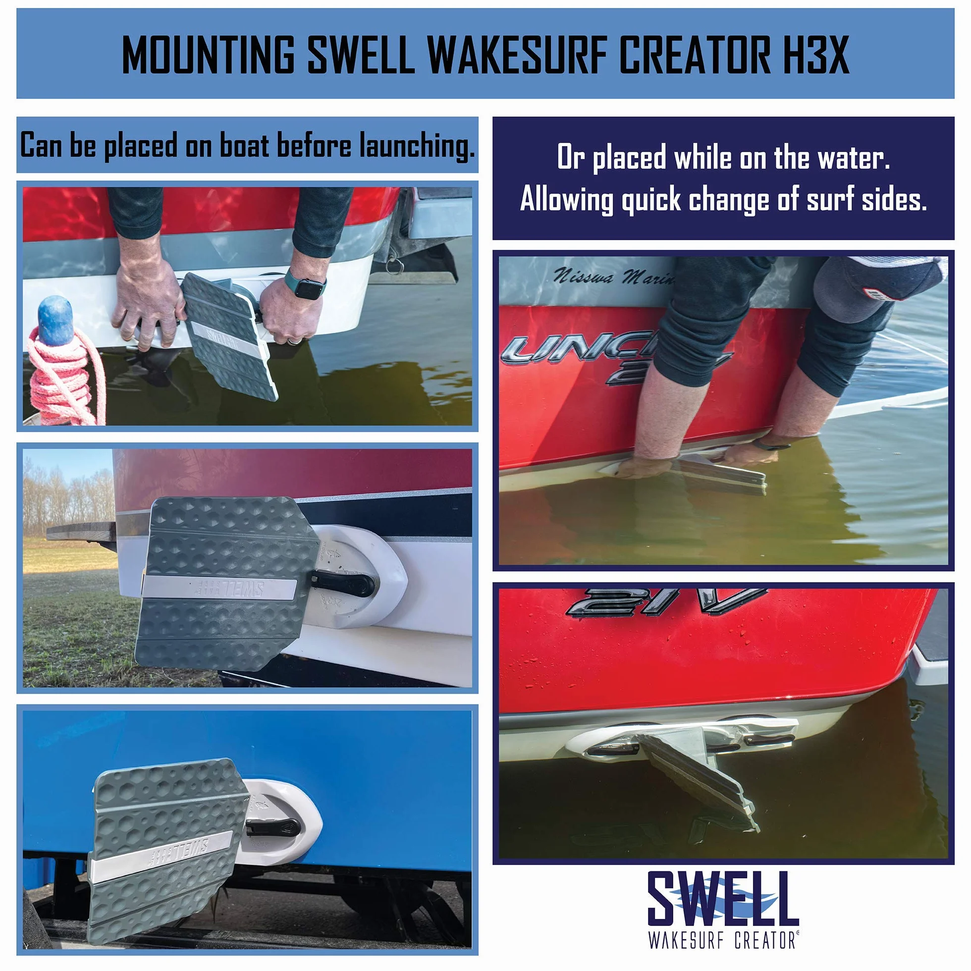 SWELL Wakesurf Creator H3X Wake Shaper Giratorio Textura Hidrodinámica
