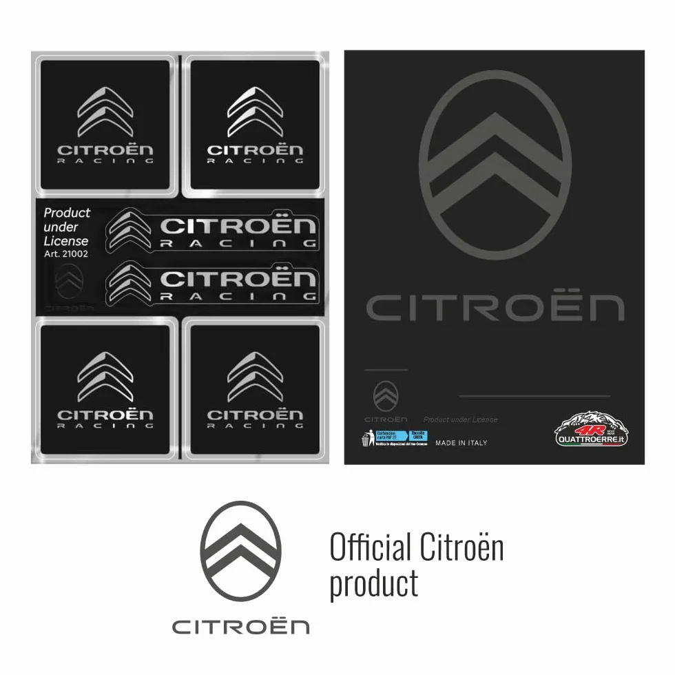 Citroen Racing Pegatinas Oficiales 6 Logotipos, Negro
