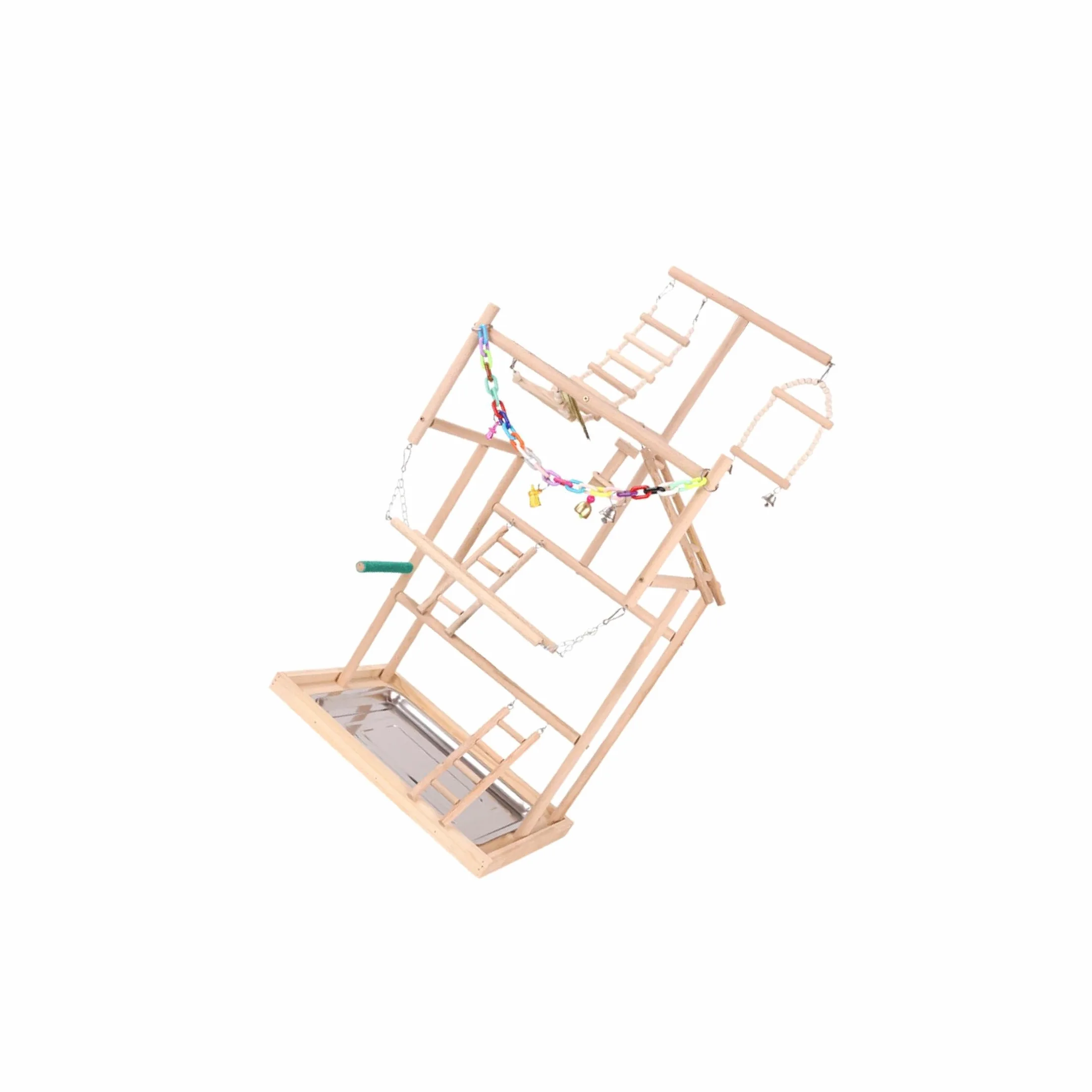 Puesto de para Madera para Loros, Parque Infantil con Juguetes interactivos y escaleras para trepar, Espacio Seguro para Hacer Ejercicio para